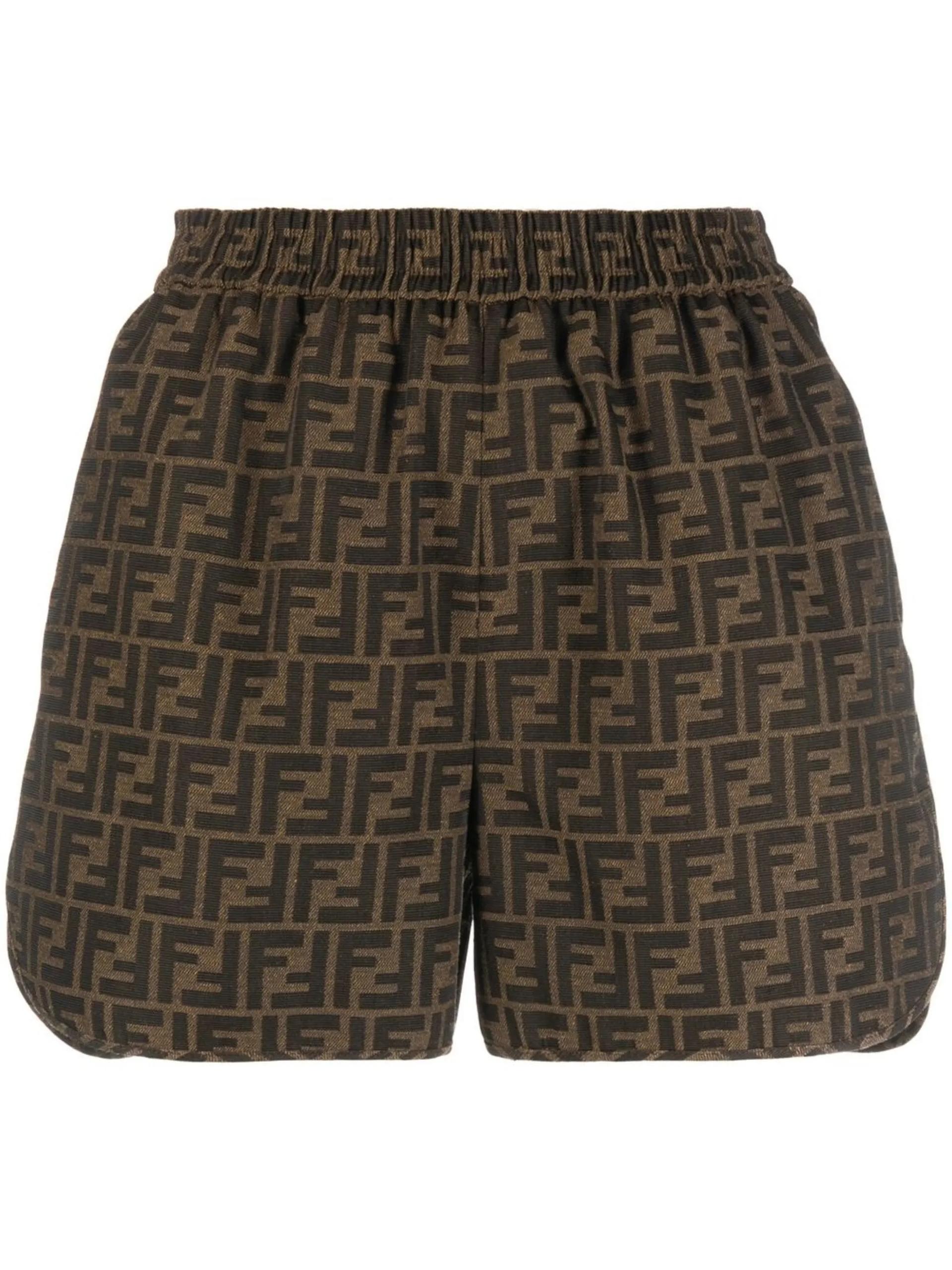 fendi short ff canvas brown - women