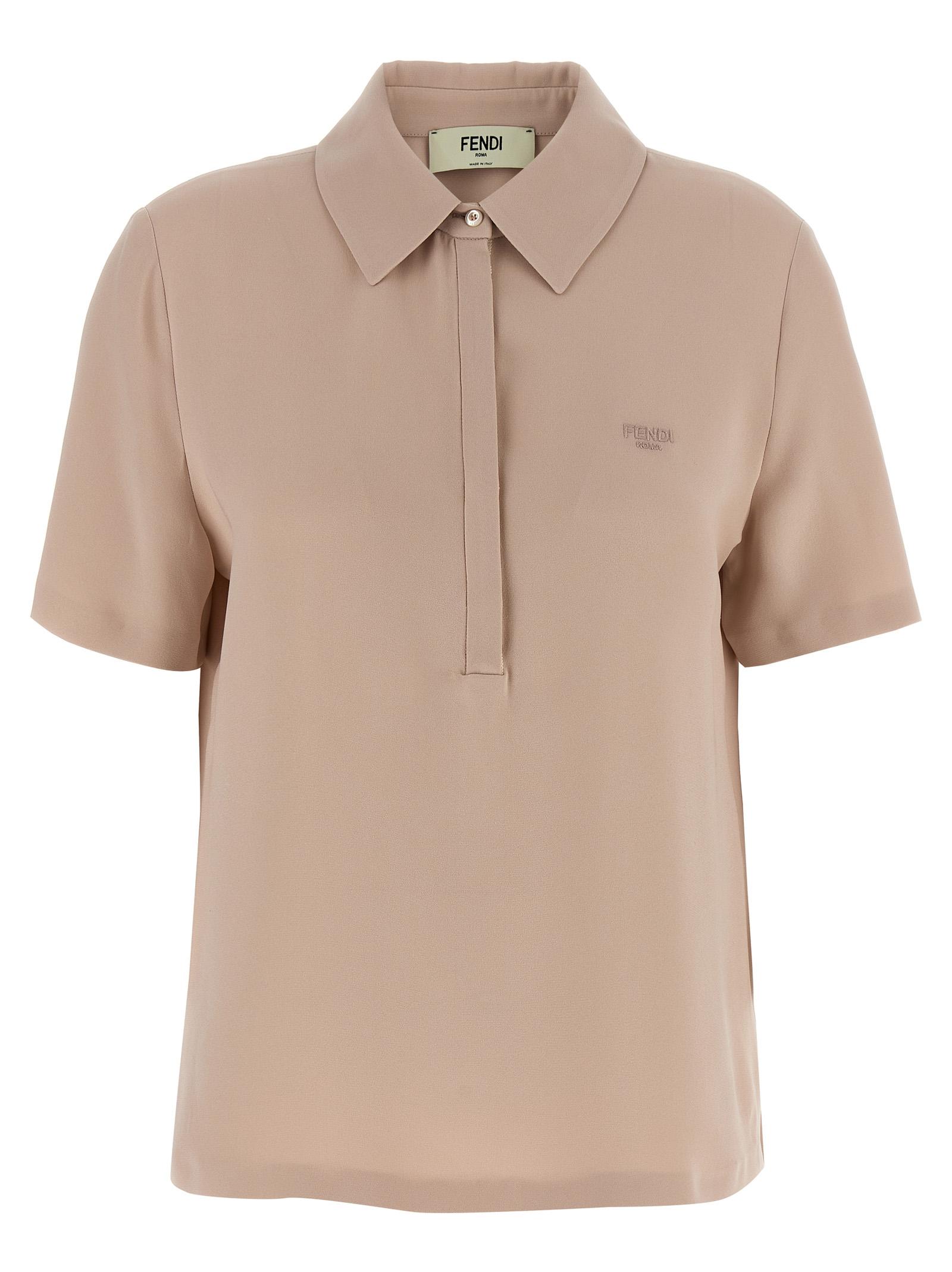 fendi silk polo shirt pink - women