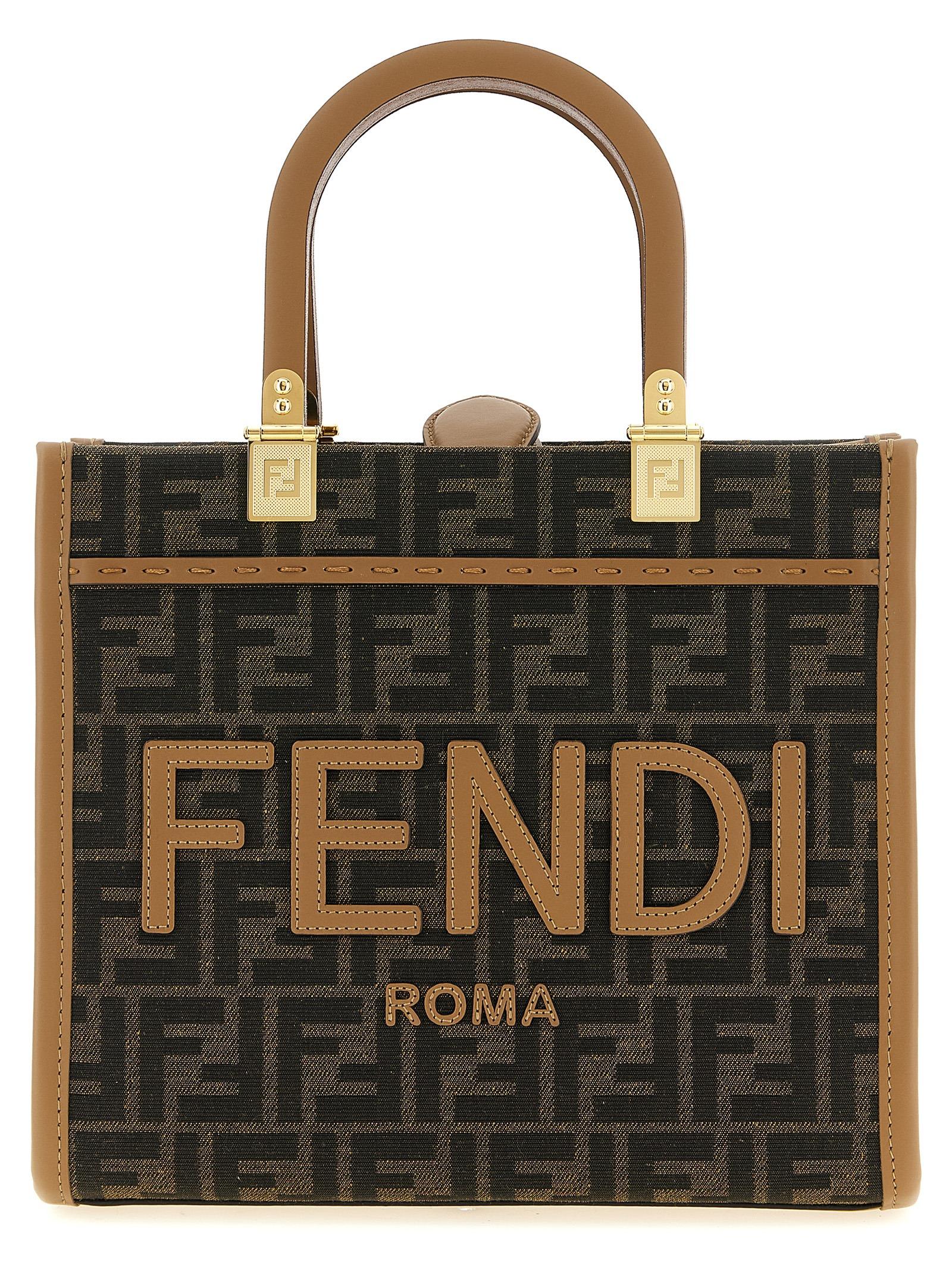 fendi sunshine small shopping bag brown tote - women