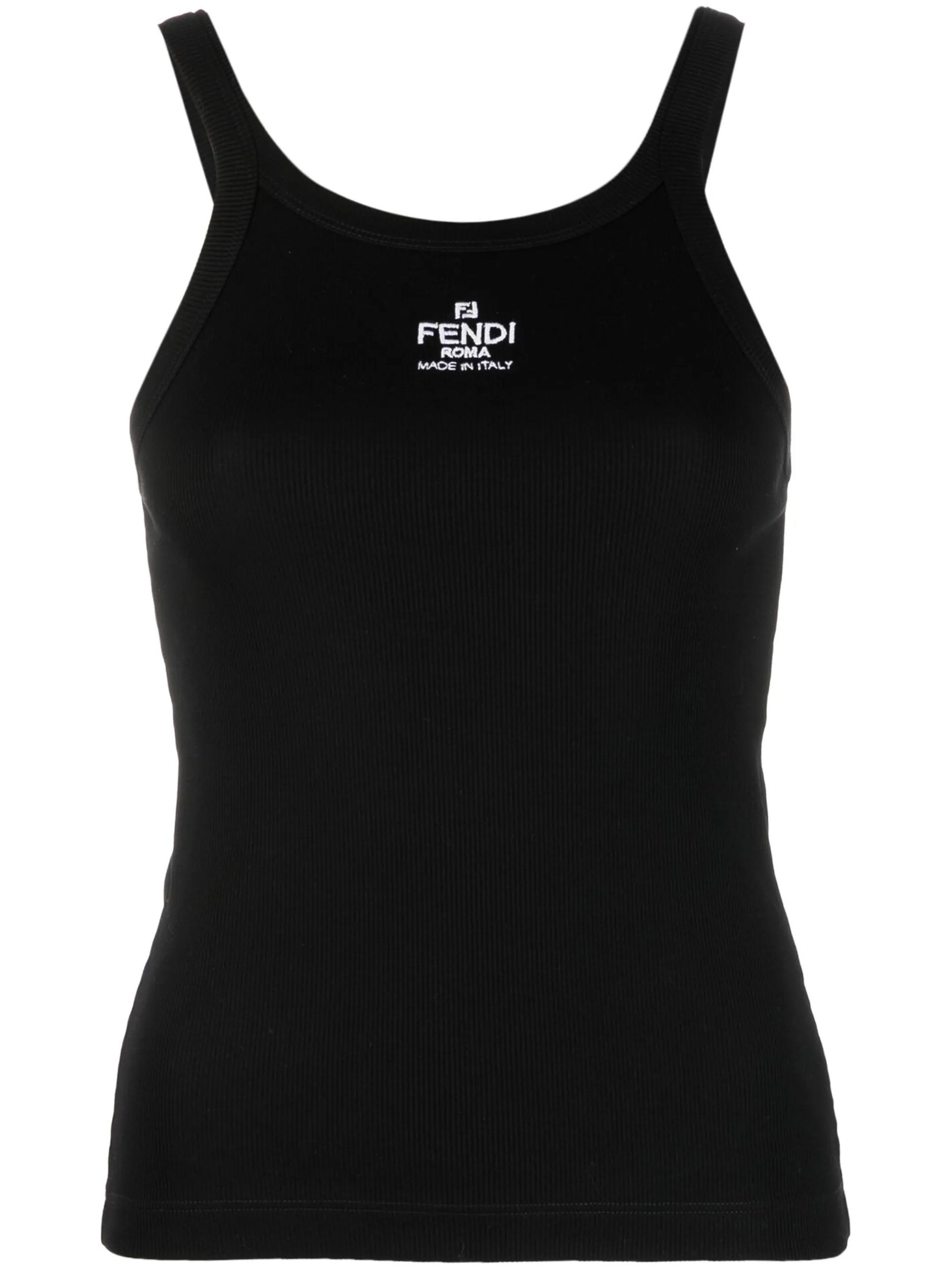 fendi top ribbed cotton jersey black - women