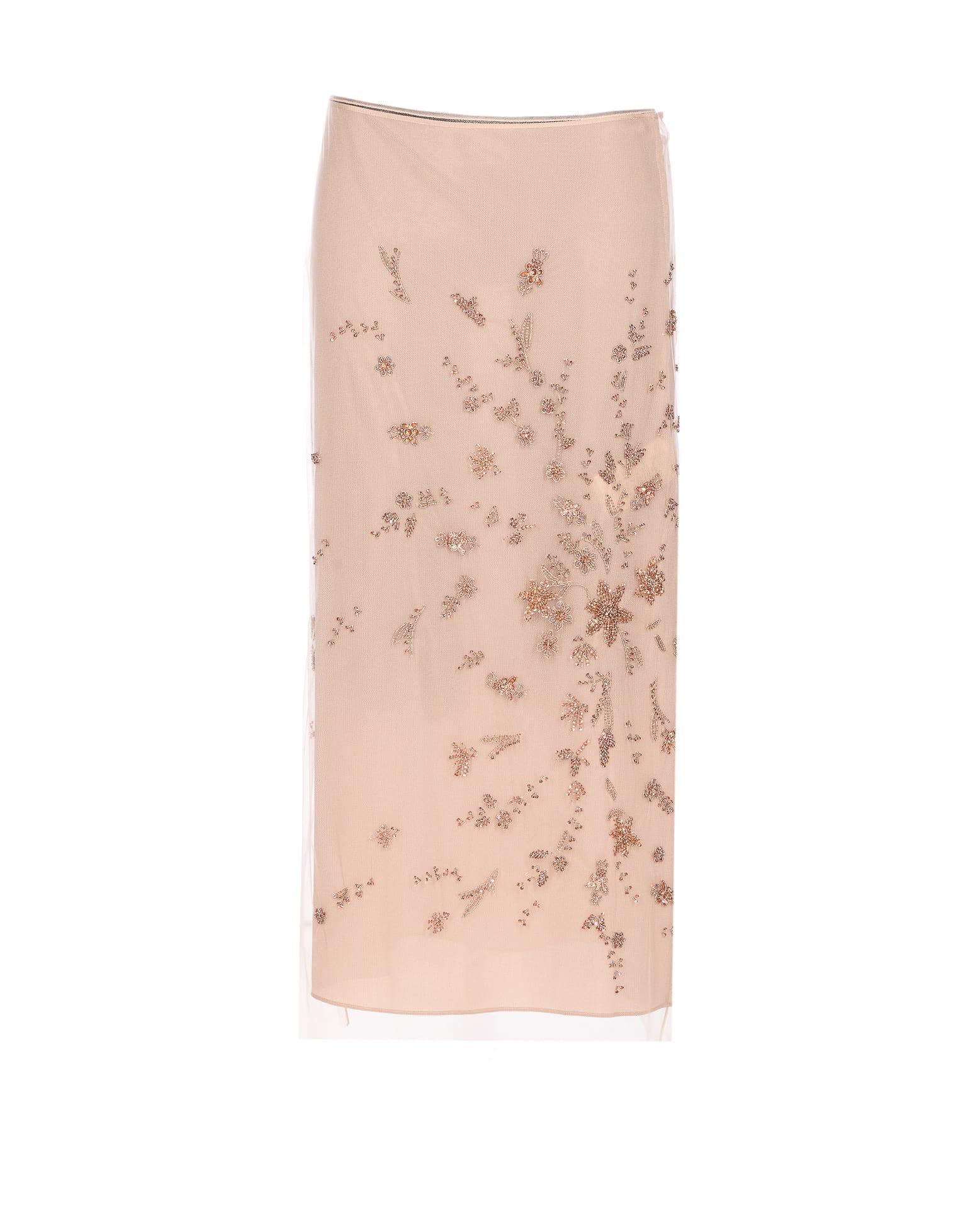 fendi tulle embroidered skirt