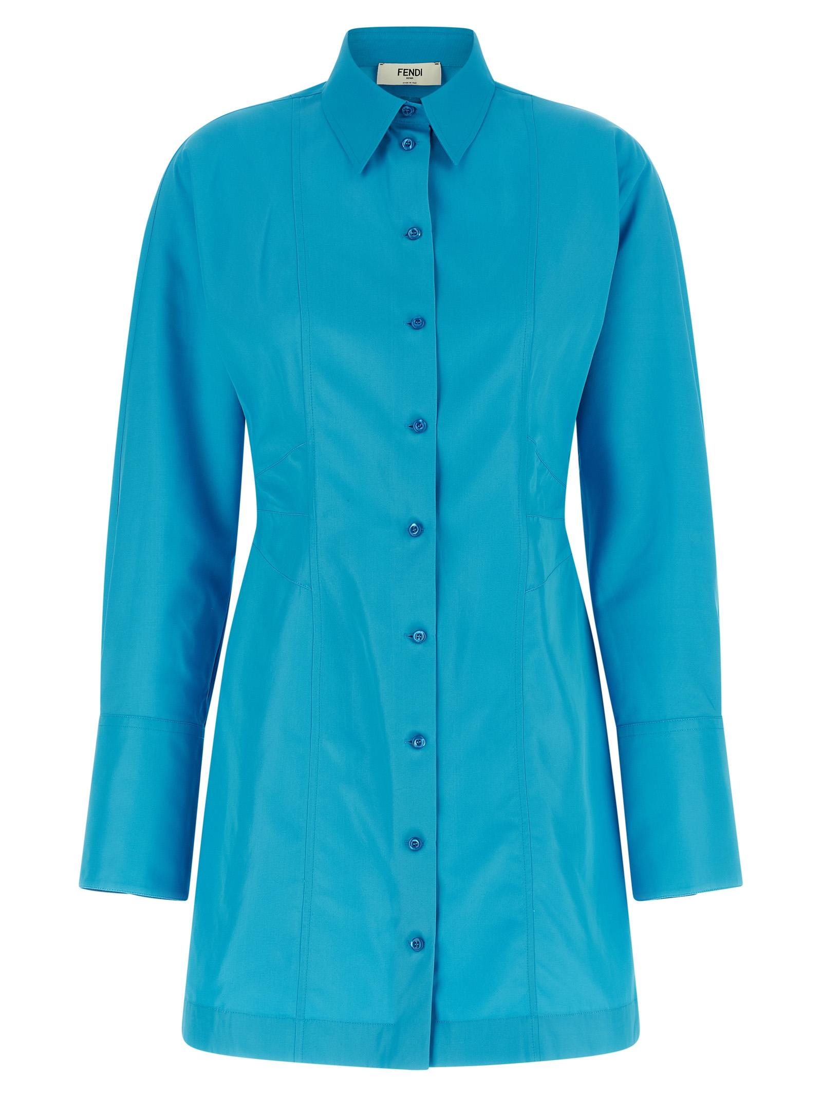 fendi viscose techno dress light blue - women