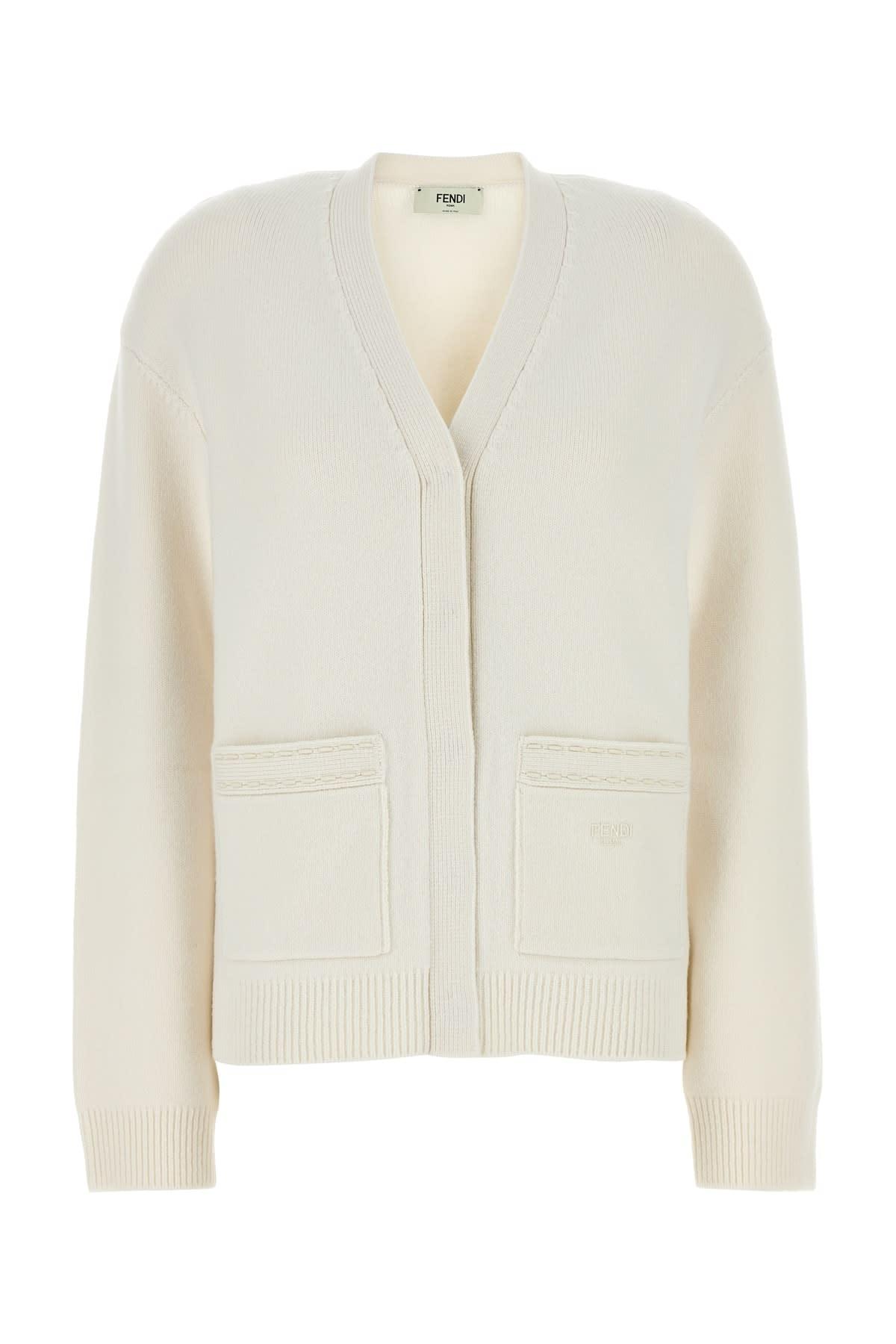 fendi white cashmere blend cardigan