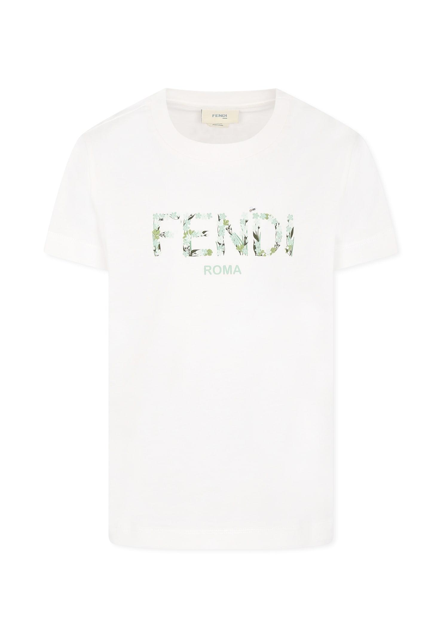 fendi white t-shirt for girl with logo