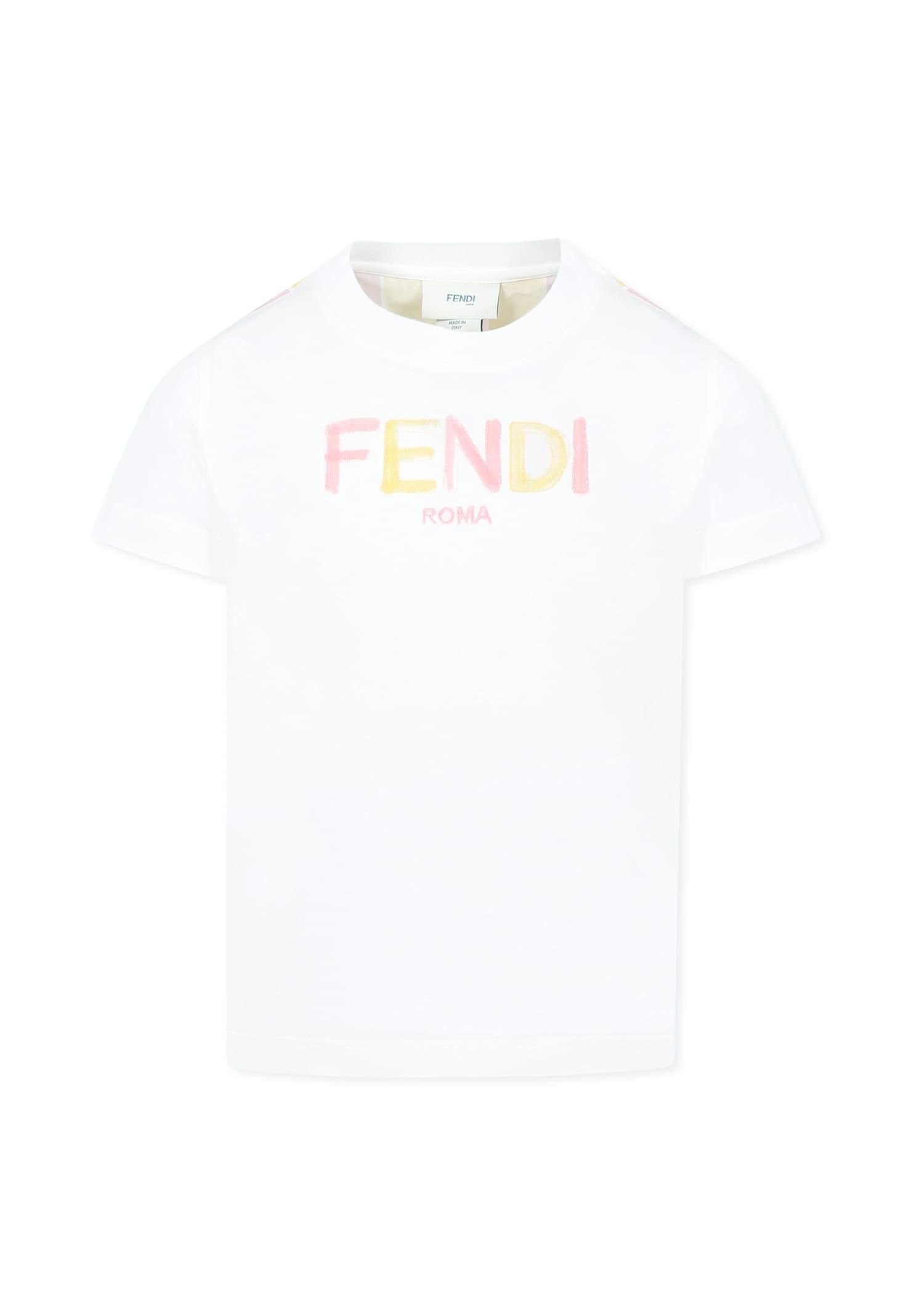 fendi white t-shirt for girl with logo