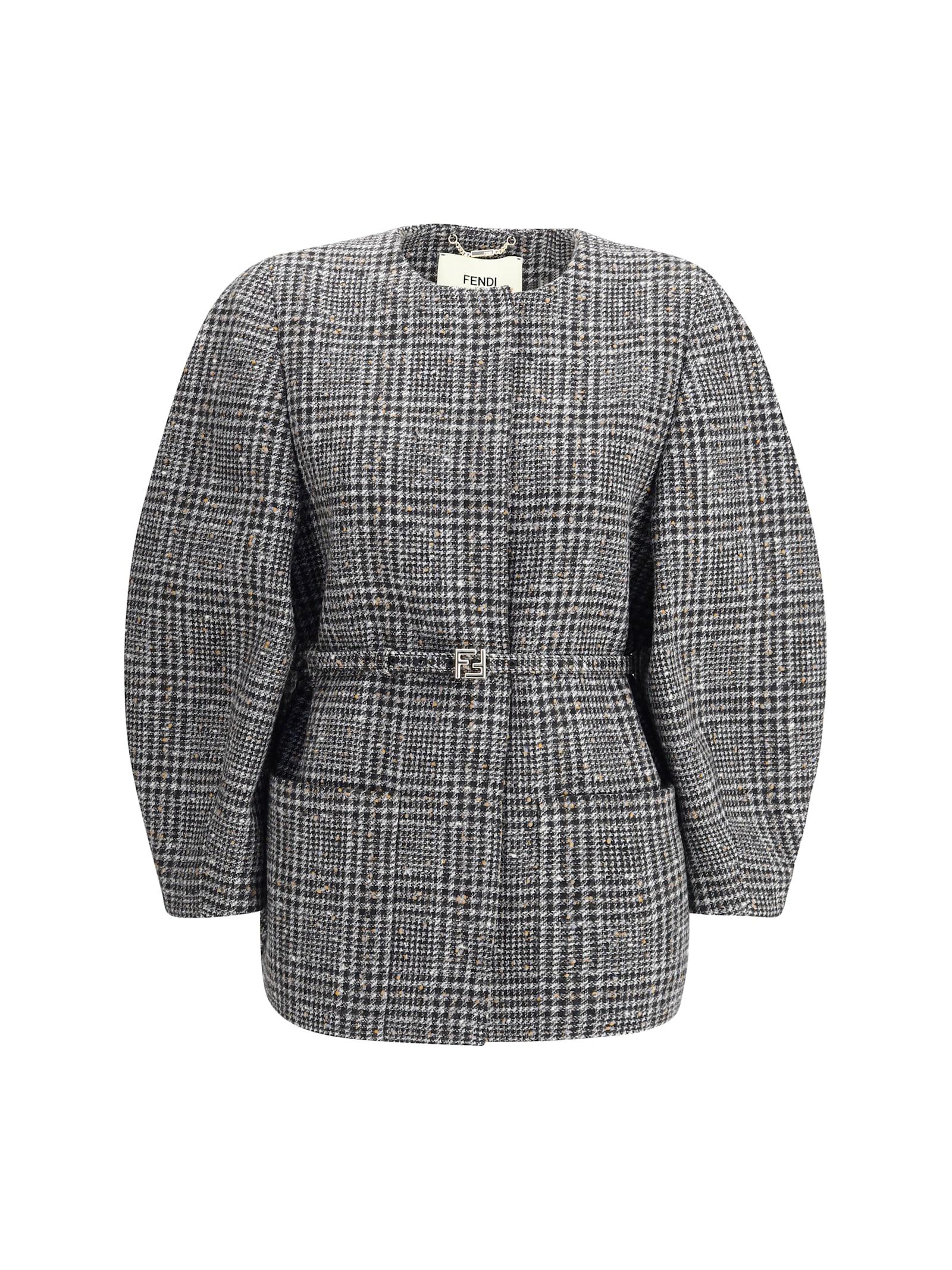 fendi wool and cotton tweed blouson jacket