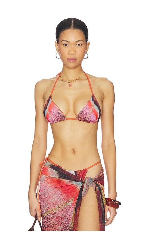 feners bikini top in orange,pink.