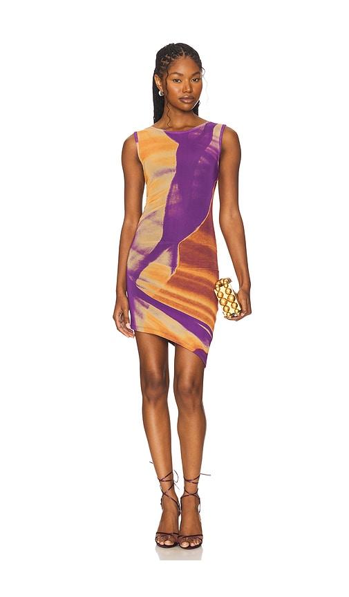 feners caracola dress in rust,purple.