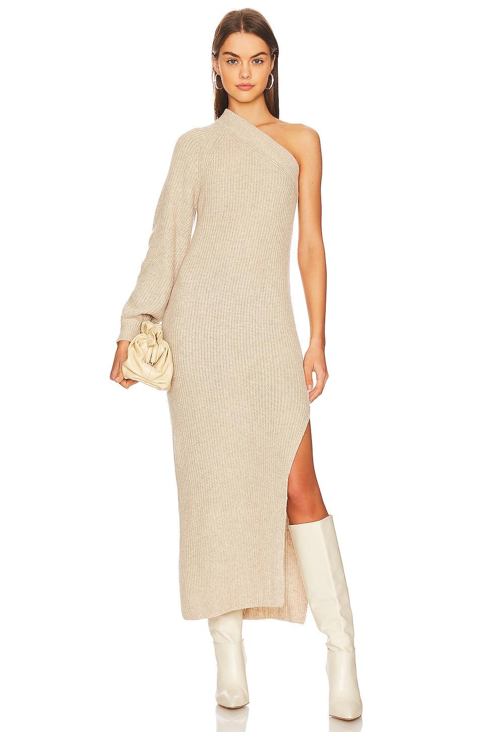 feride one shoulder midi dress