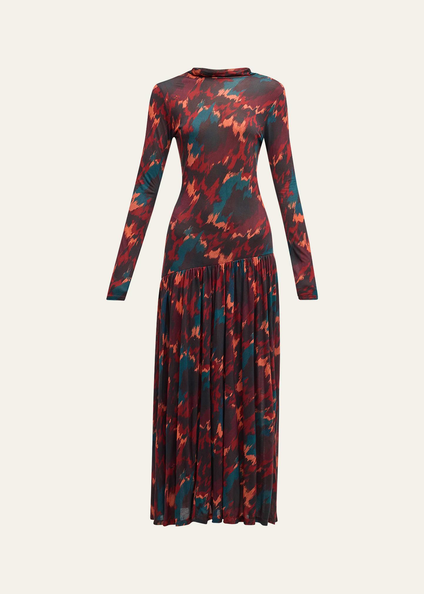 fernanda printed long-sleeve maxi dress