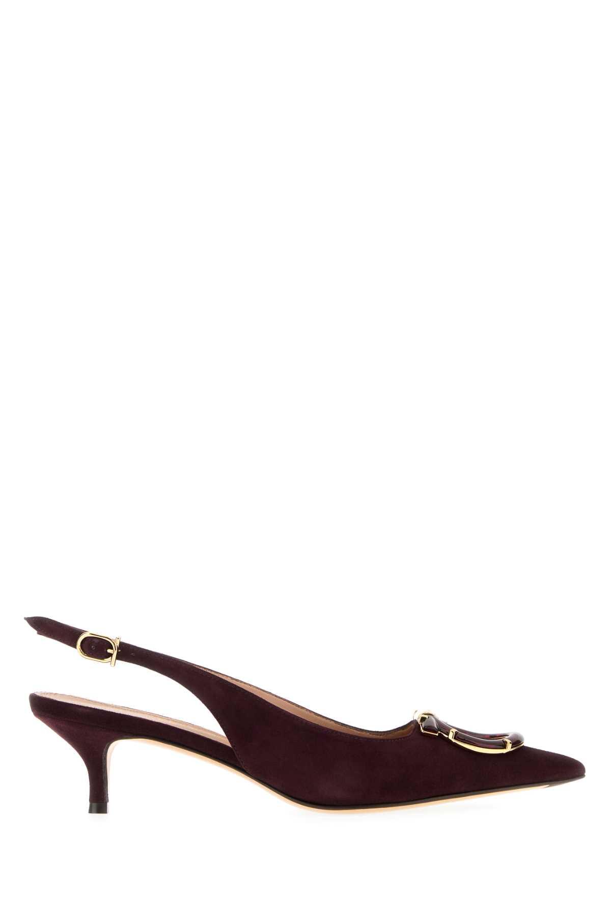 ferragamo aubergine suede sara 40 pumps