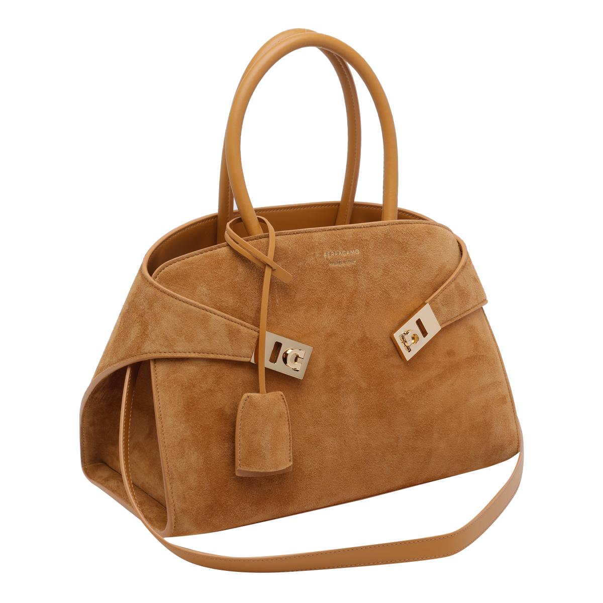 ferragamo bags beige calf leather - women