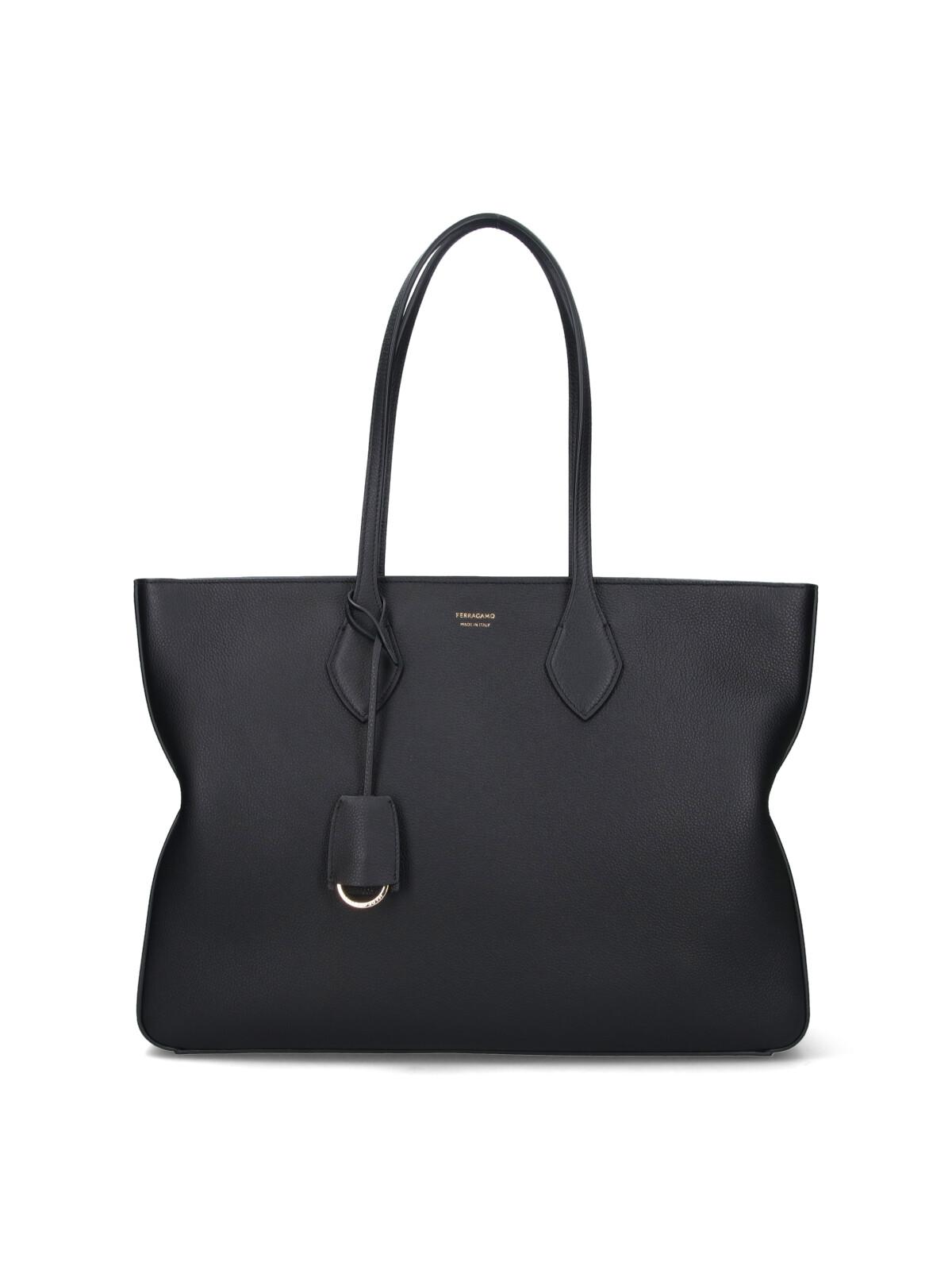ferragamo bags black calf leather - women