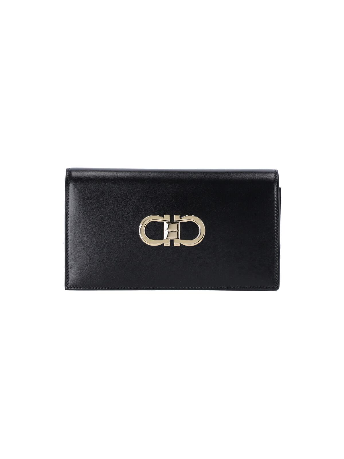 ferragamo bags black calf leather - women