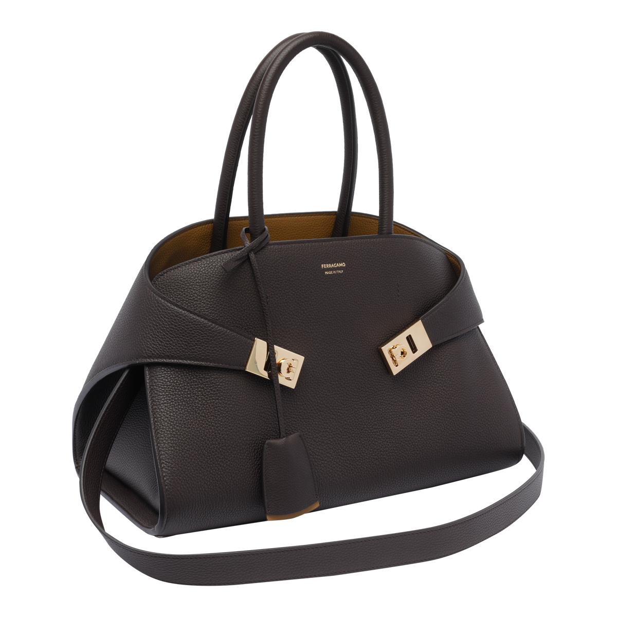 ferragamo bags brown calf leather - women