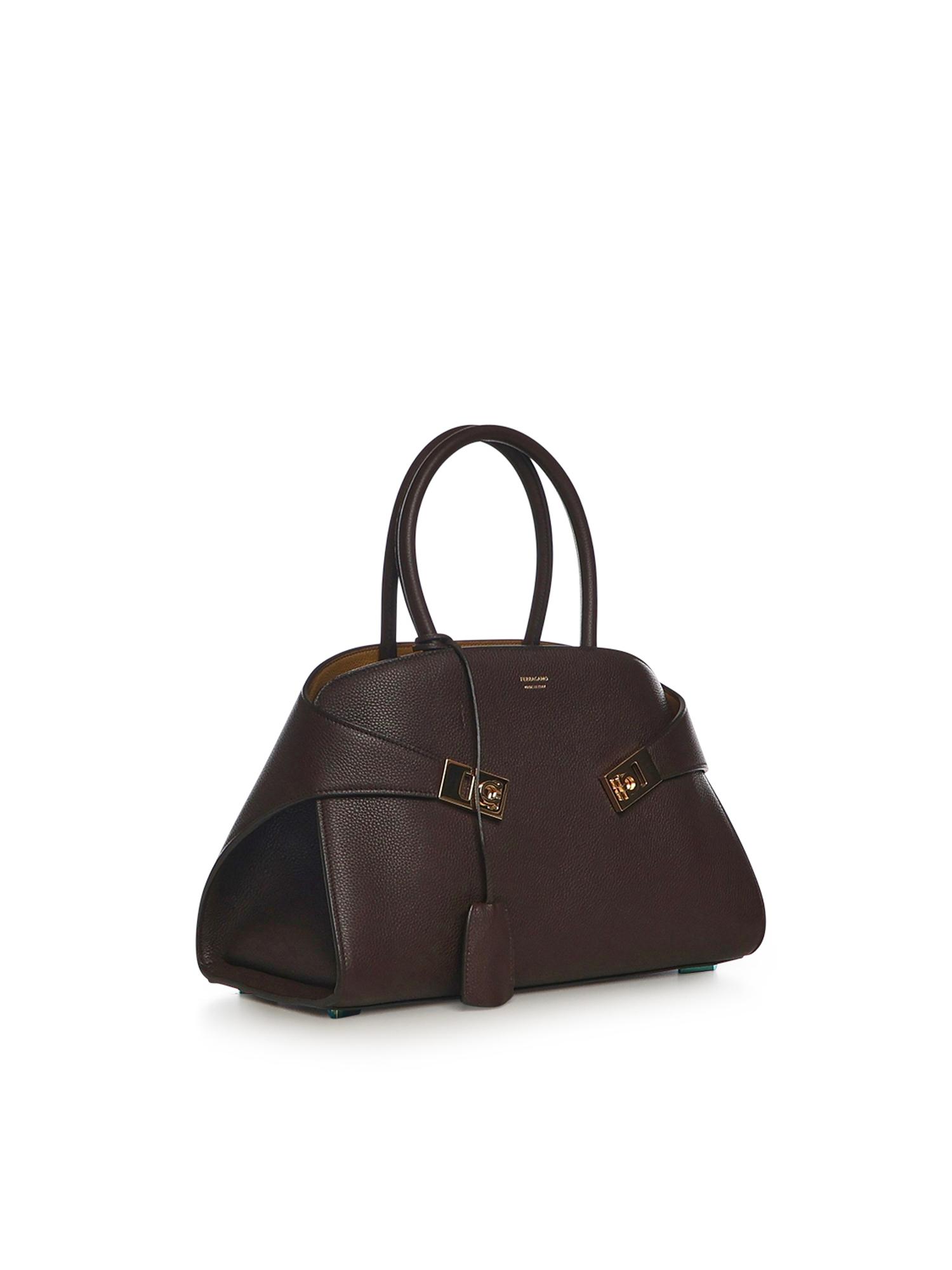 ferragamo bags brown calfskin - women