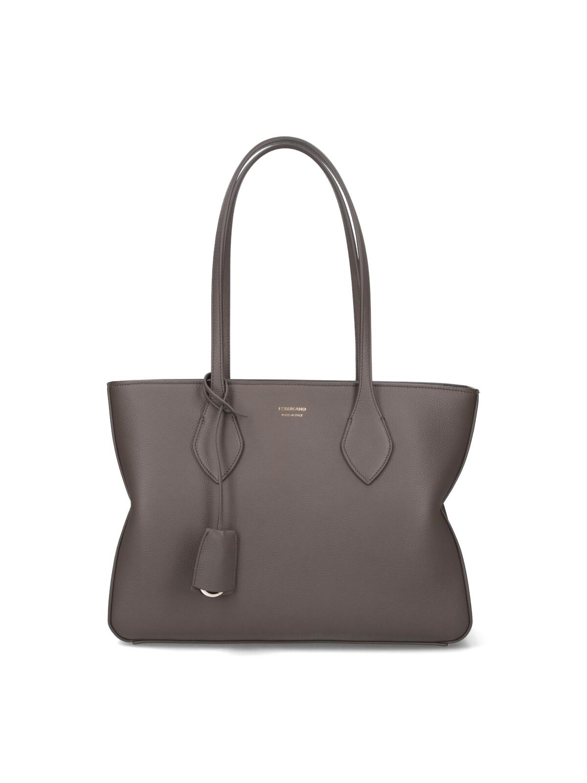 ferragamo bags grey calf leather - women