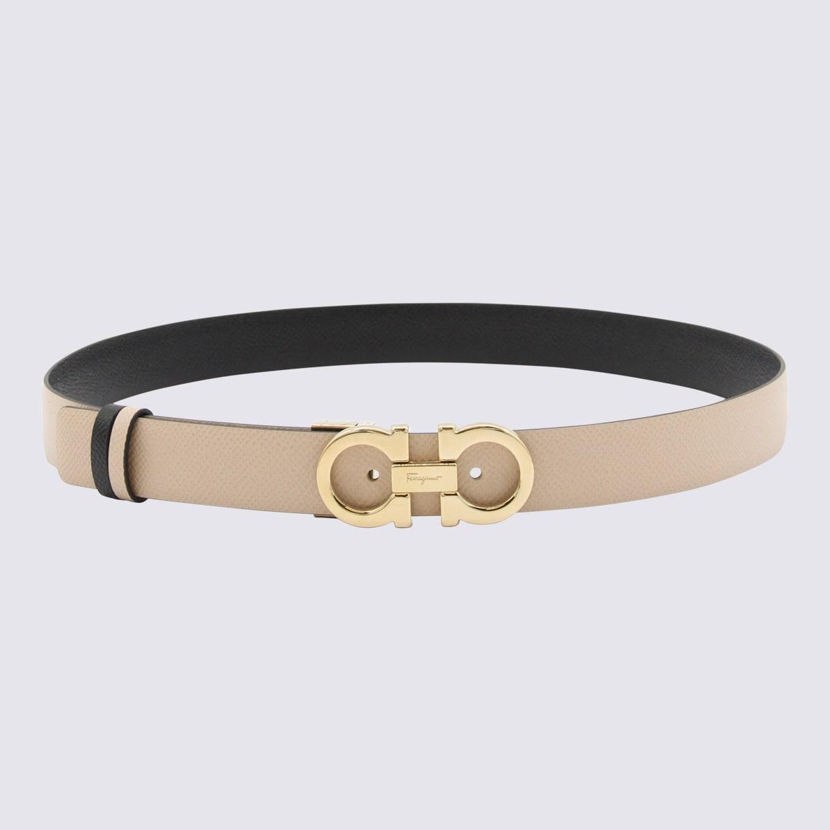 ferragamo beige leather gancini belt