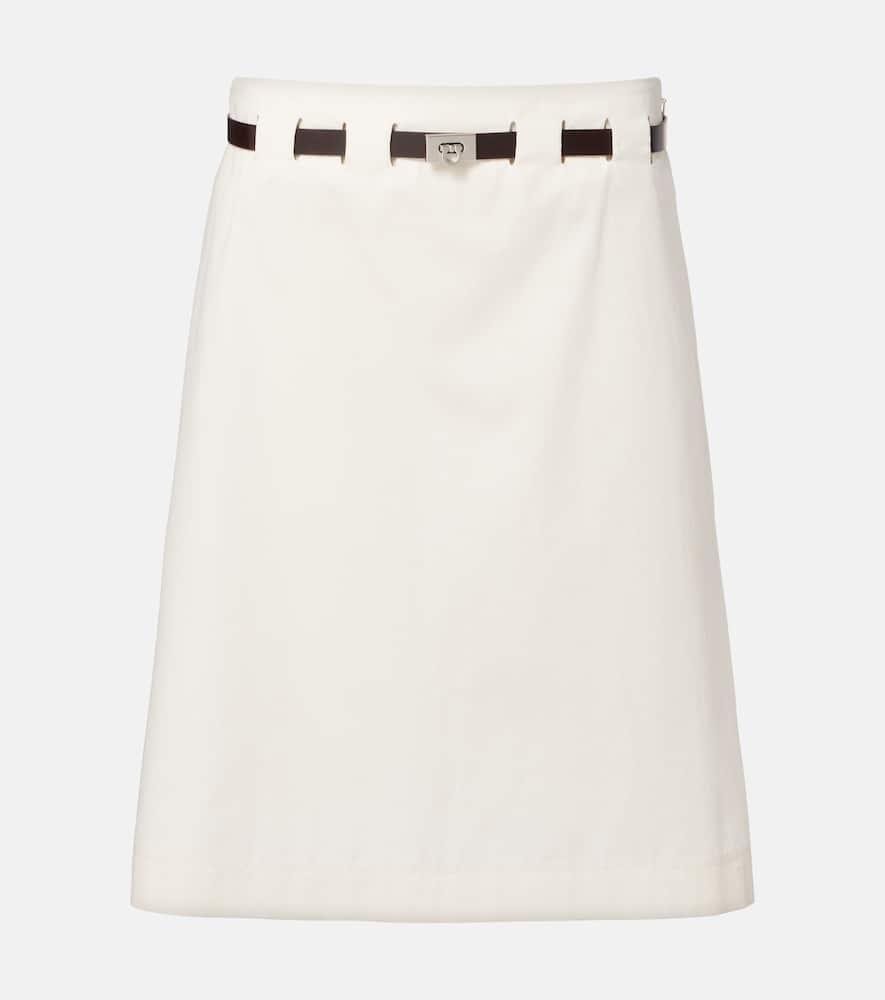 ferragamo belted cotton and silk miniskirt