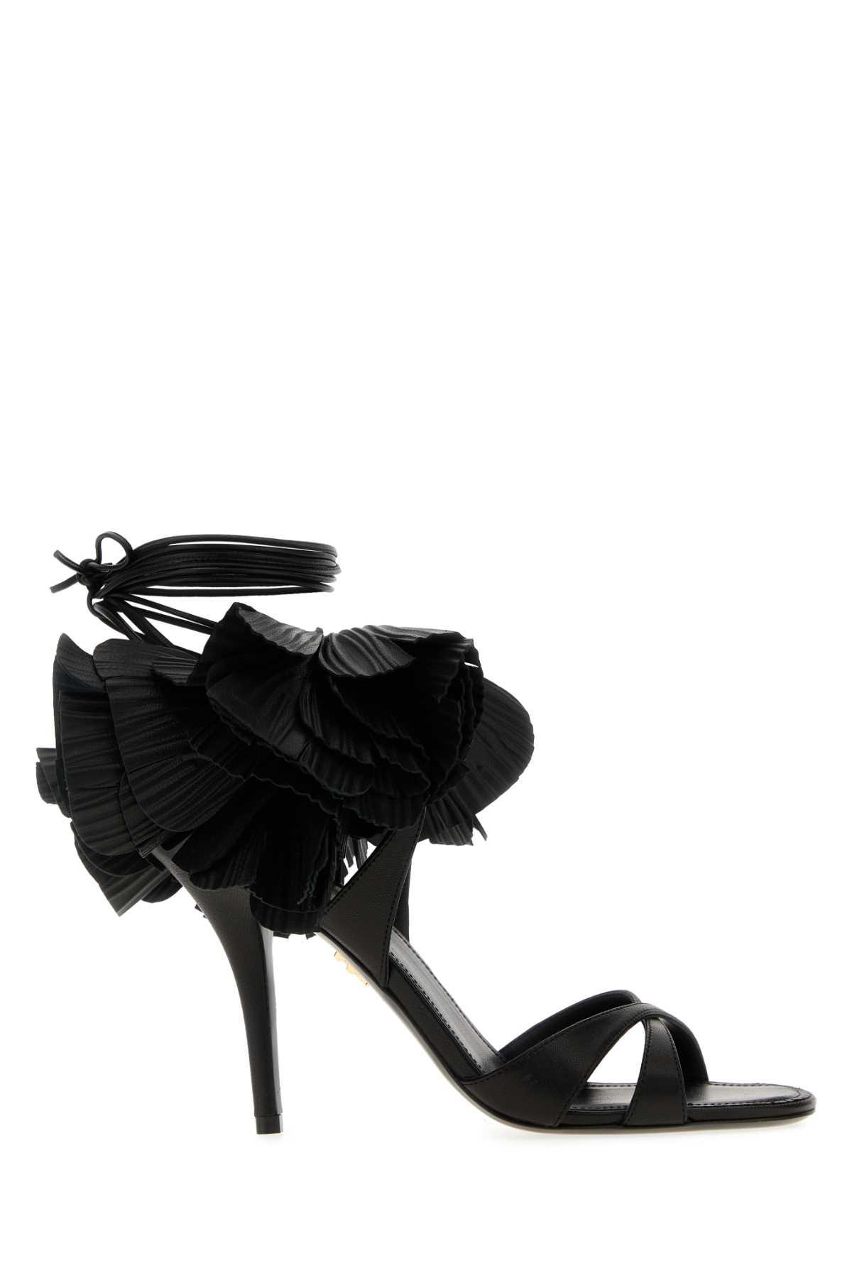 ferragamo black leather estrella 95 sandals