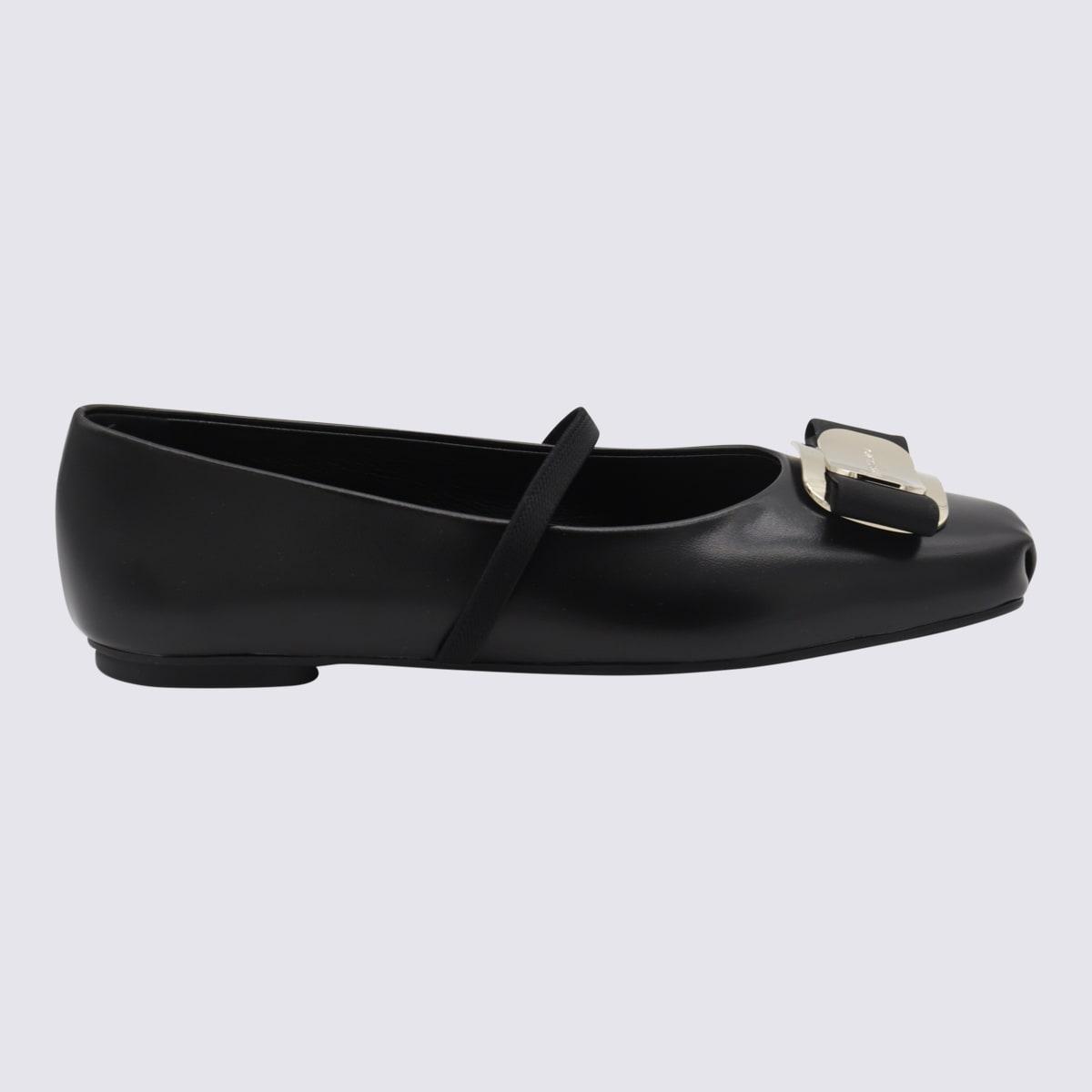 ferragamo black leather flats