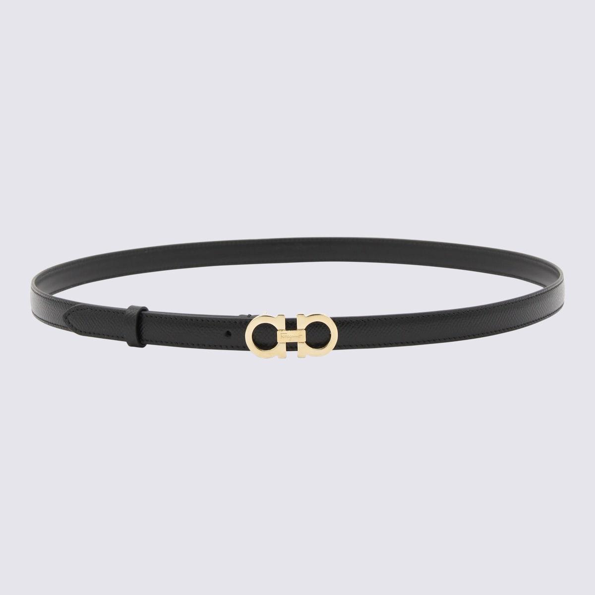 ferragamo black leather gancini belt