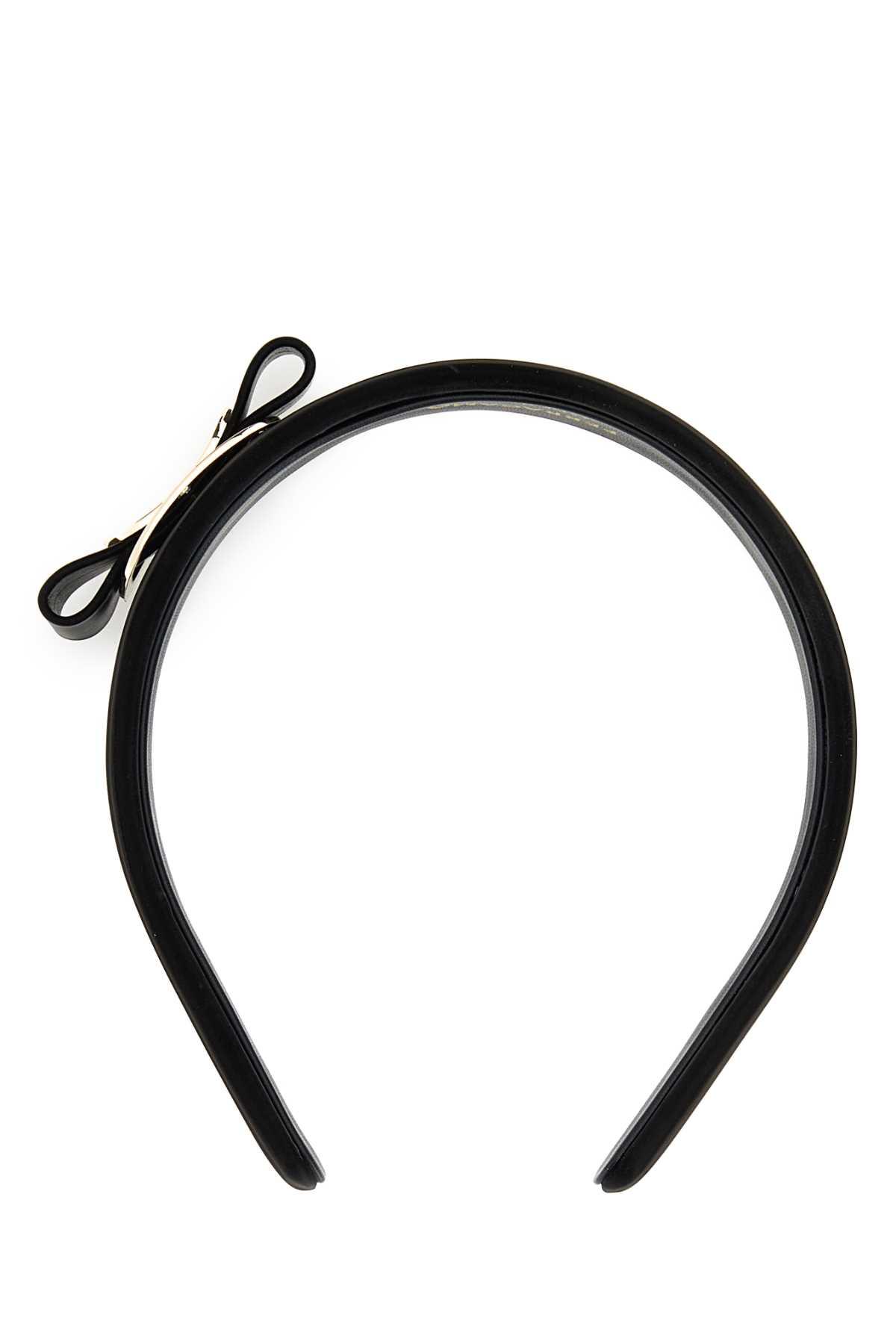 ferragamo black leather hairband