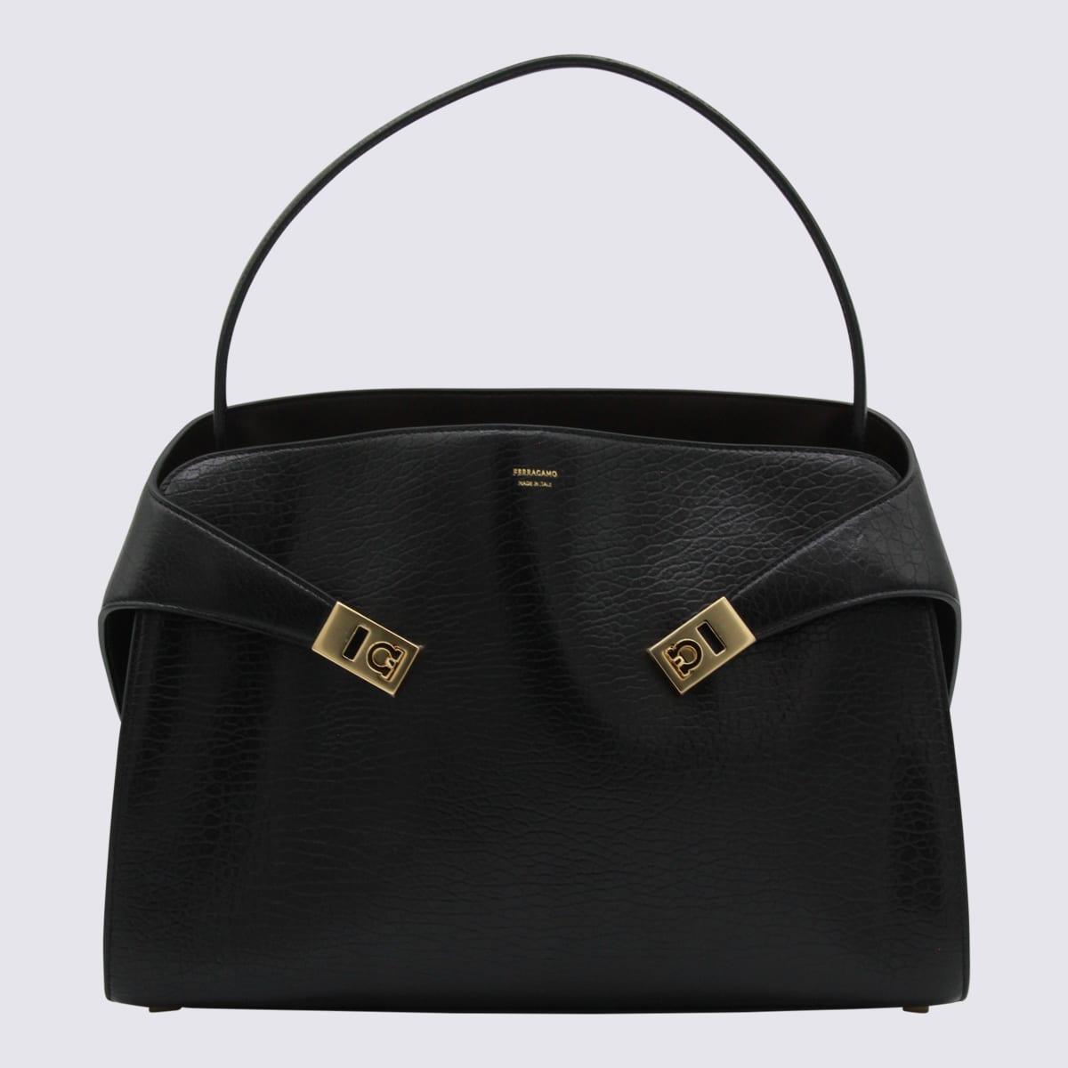 ferragamo black leather hug m shoulder bag