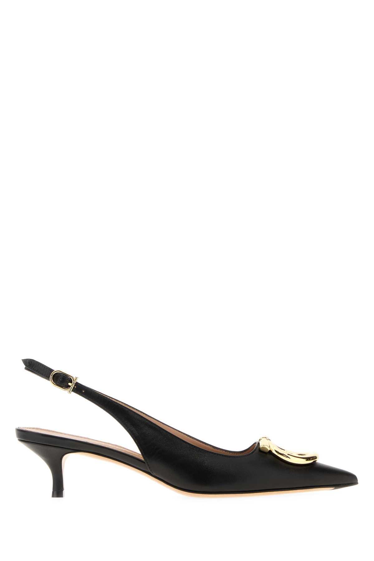 ferragamo black leather sara 40 pumps