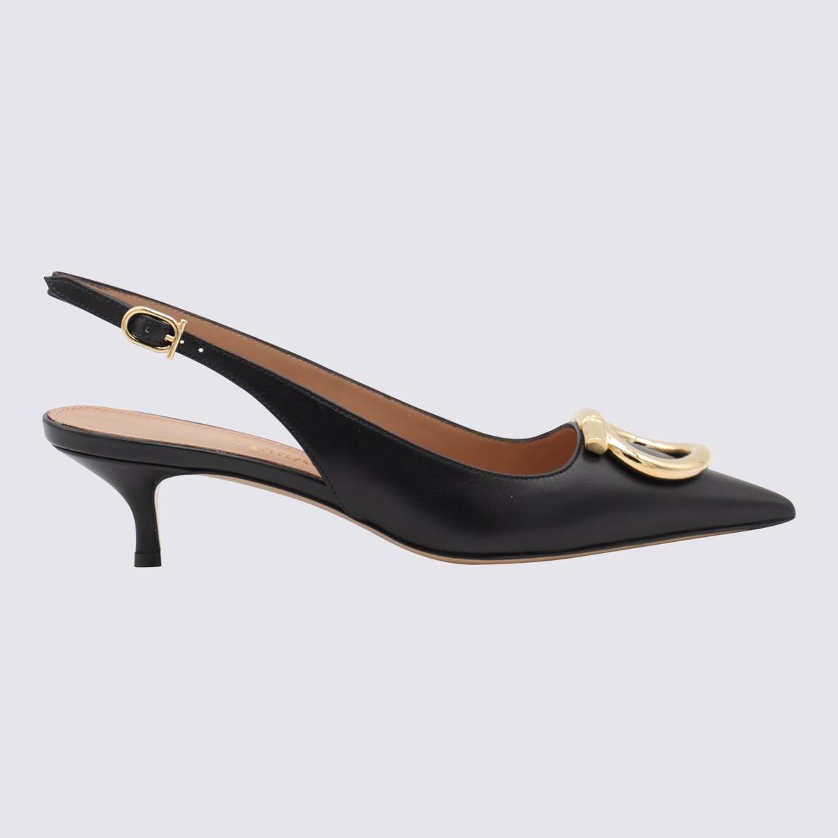 ferragamo black leather sara 40 pumps