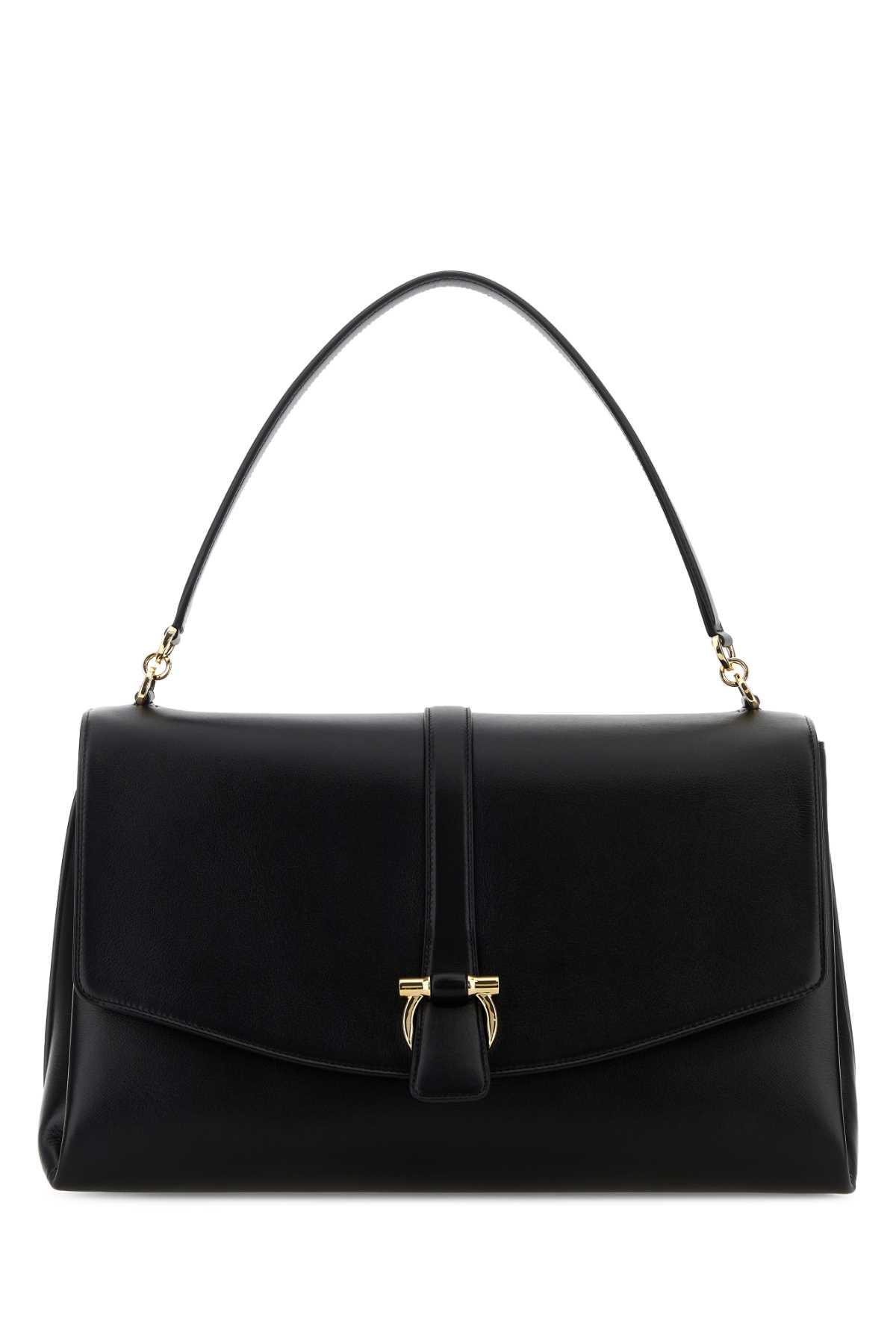 ferragamo black leather shoulder bag