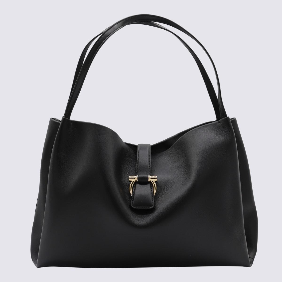 ferragamo black leather shoulder bag