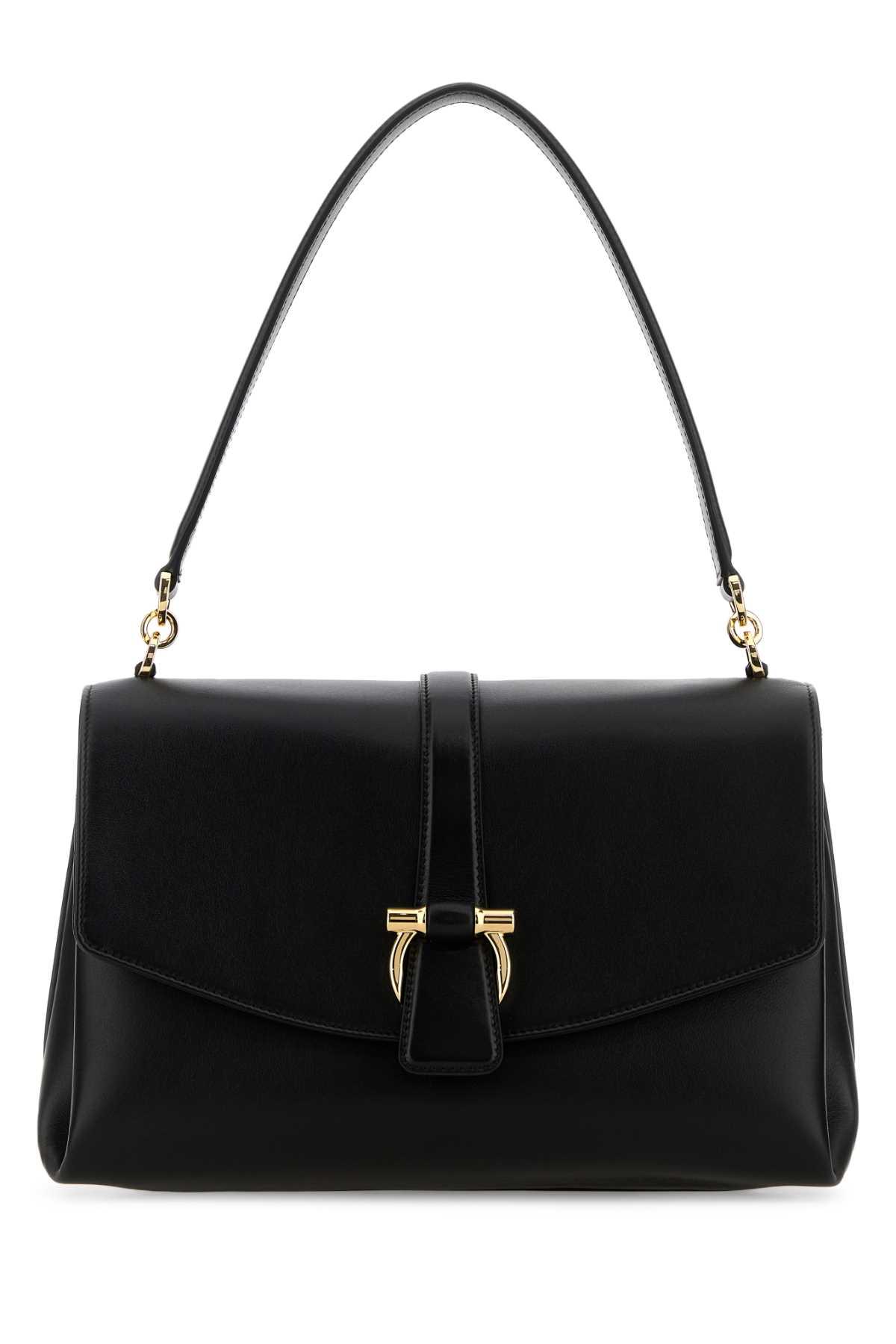 ferragamo black leather shoulder bag