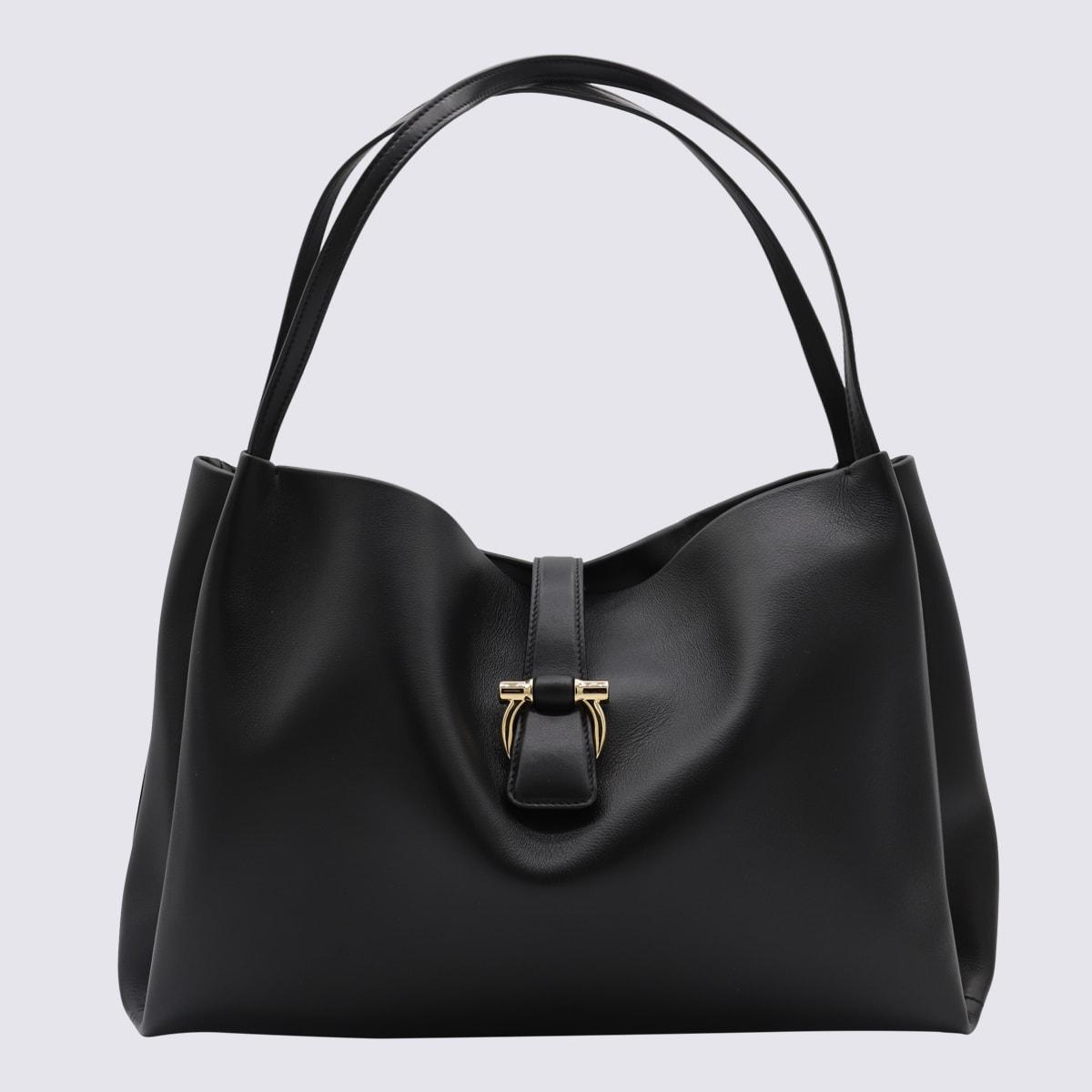 ferragamo black leather shoulder bag
