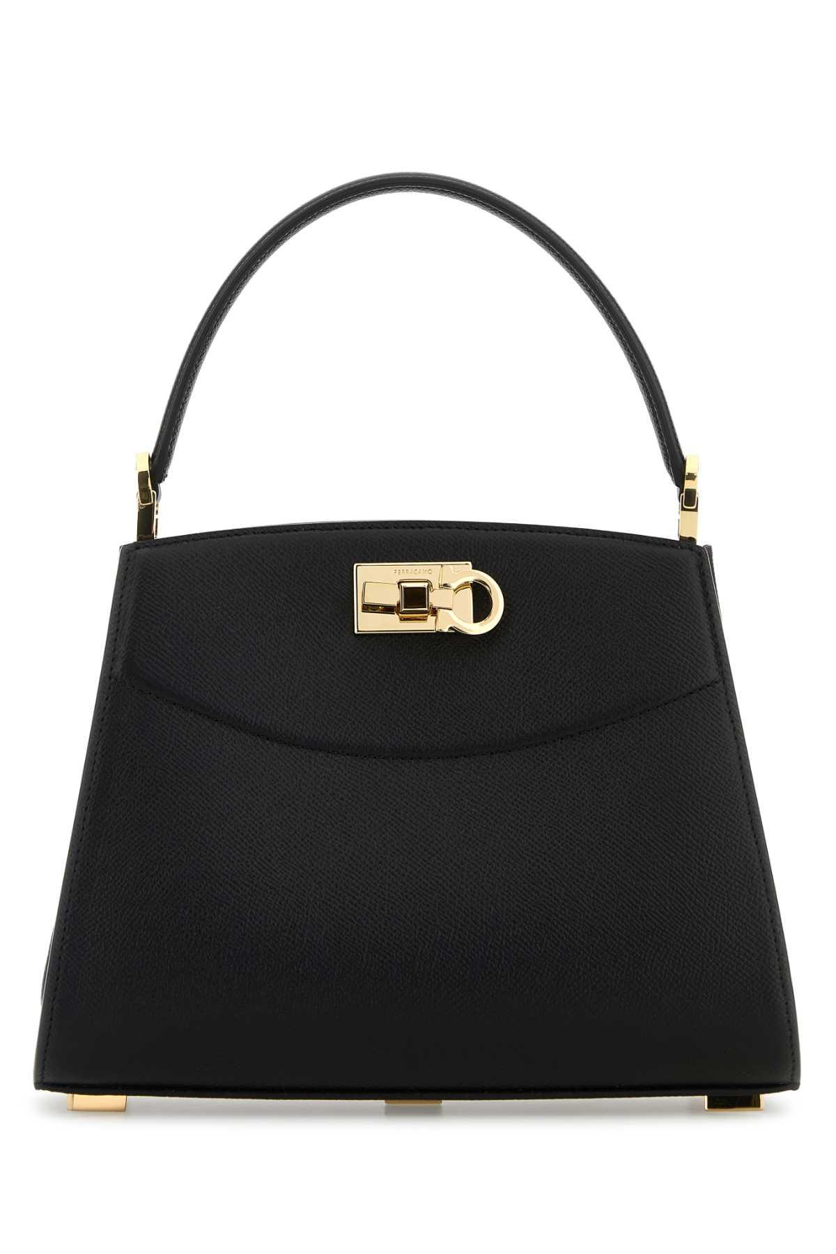 ferragamo black leather small studio box handbag