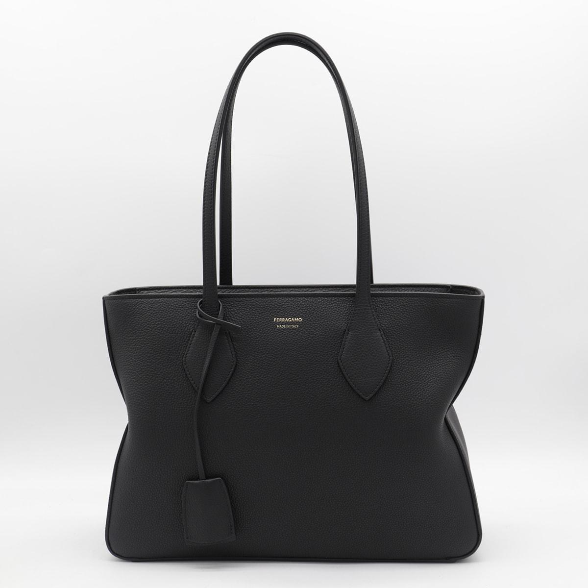 ferragamo black leather totes