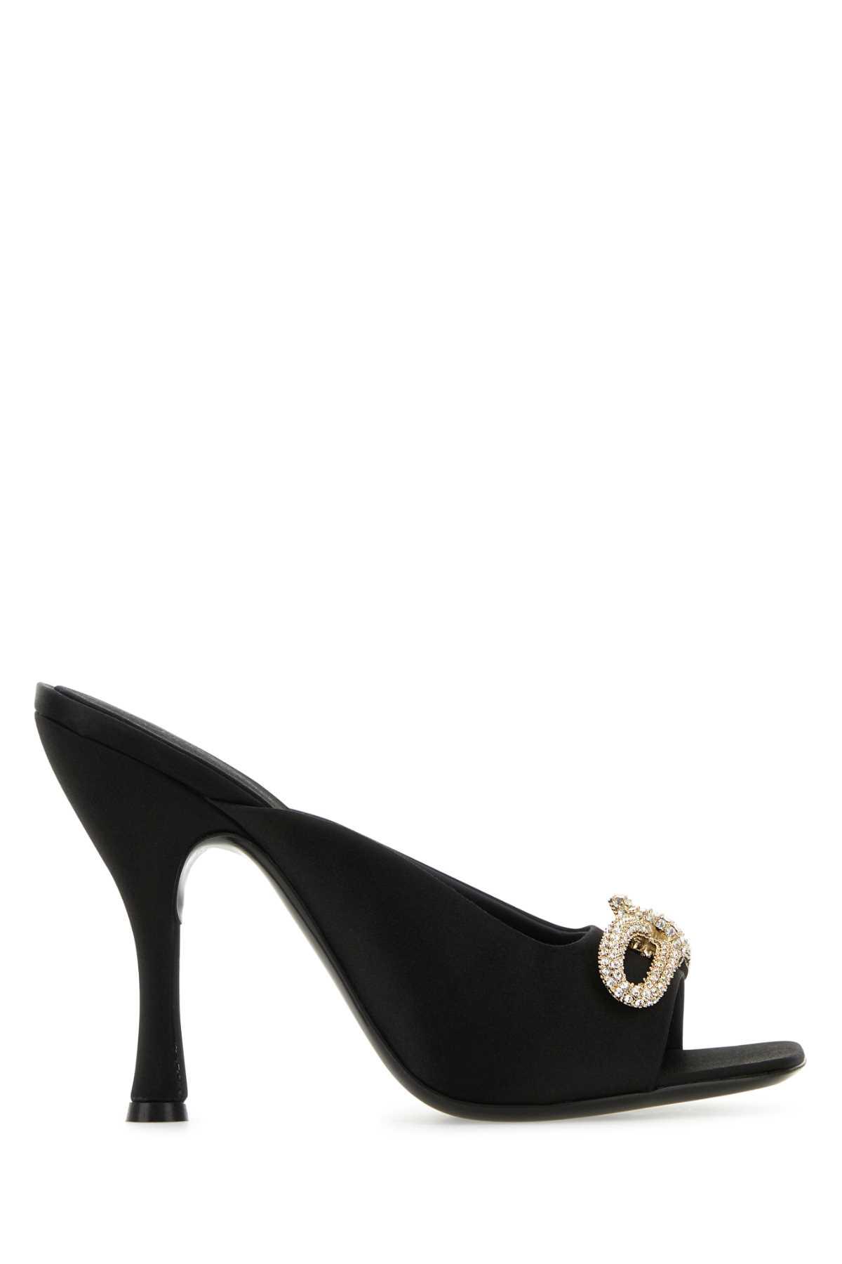 ferragamo black satin mules
