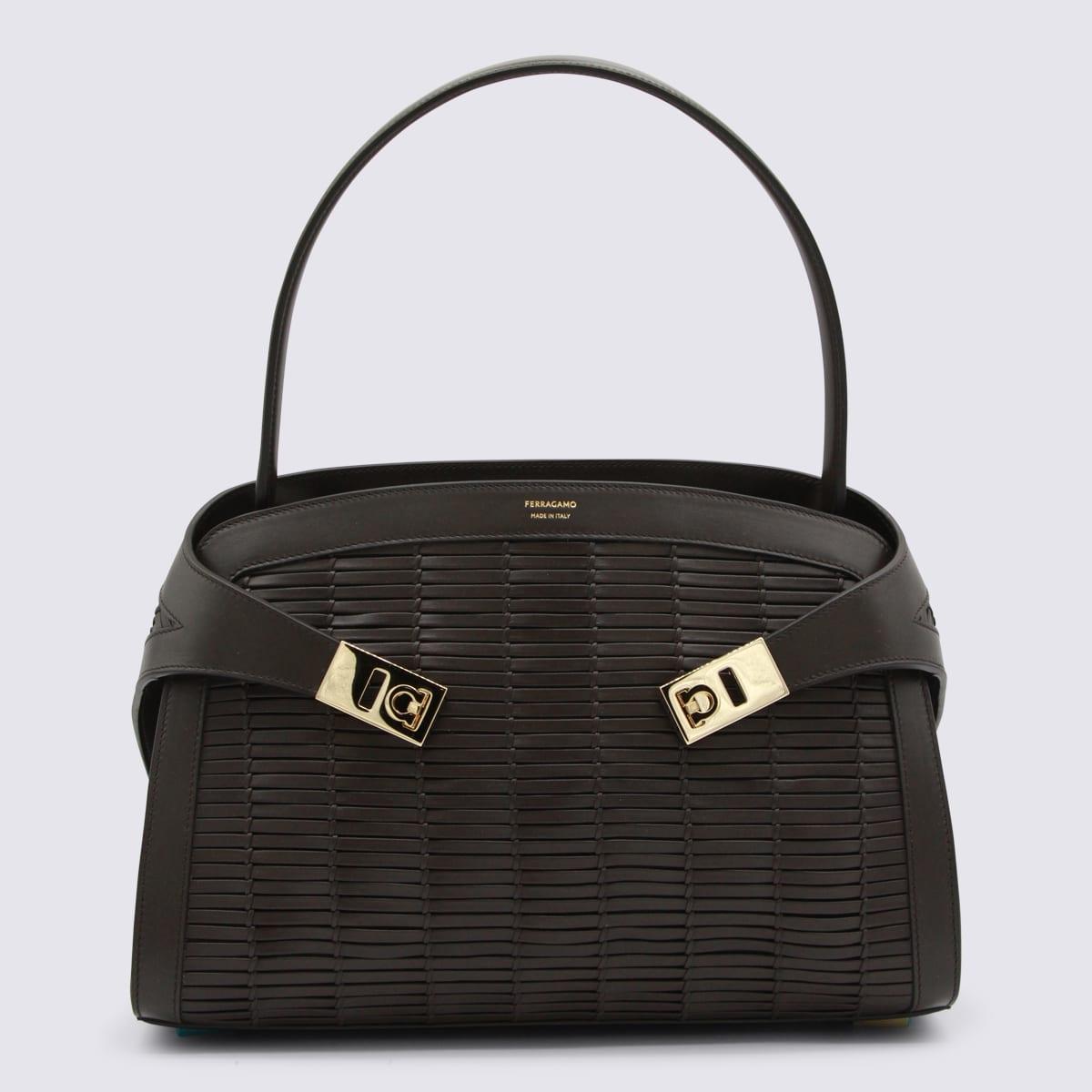 ferragamo brown leather hug shoulder bag