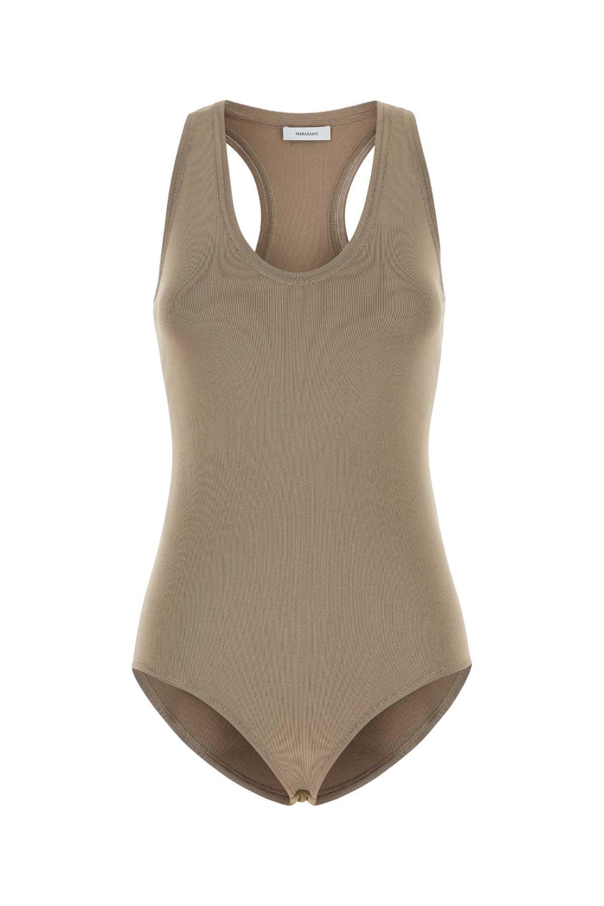 ferragamo cappuccino stretch viscose blend bodysuit