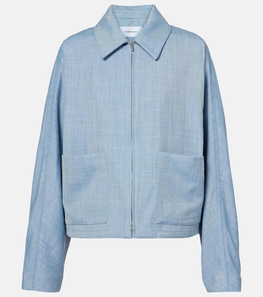ferragamo cropped wool, silk, and linen blouson
