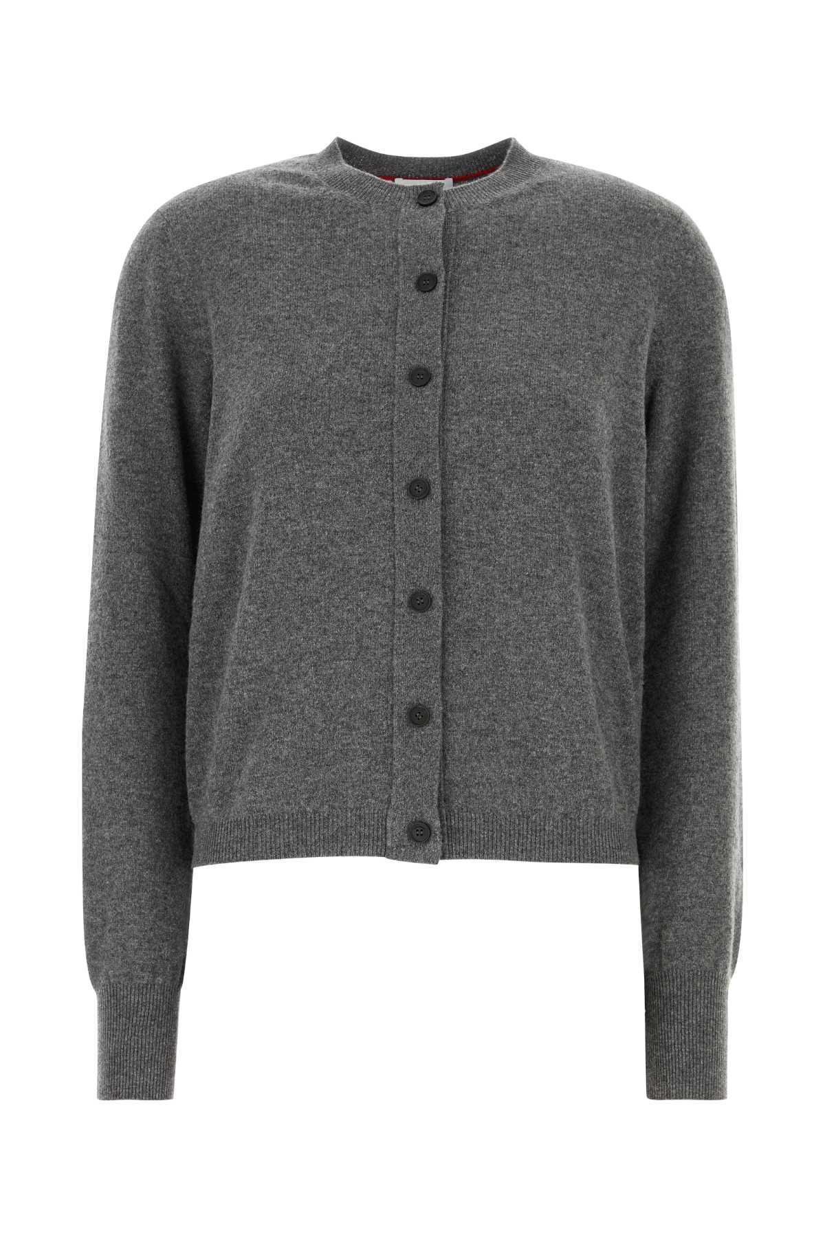 ferragamo dark grey stretch cashmere blend cardigan