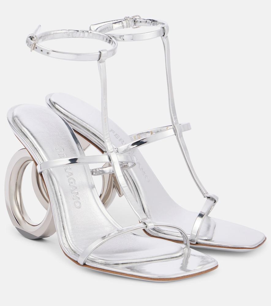 ferragamo elina 105 metallic leather sandals