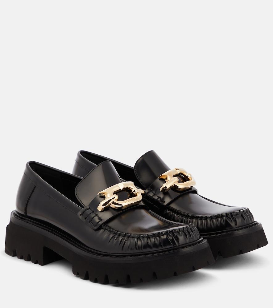 ferragamo embellished leather loafers