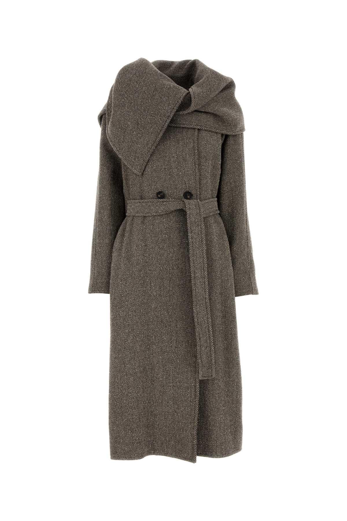 ferragamo embroidered wool blend coat