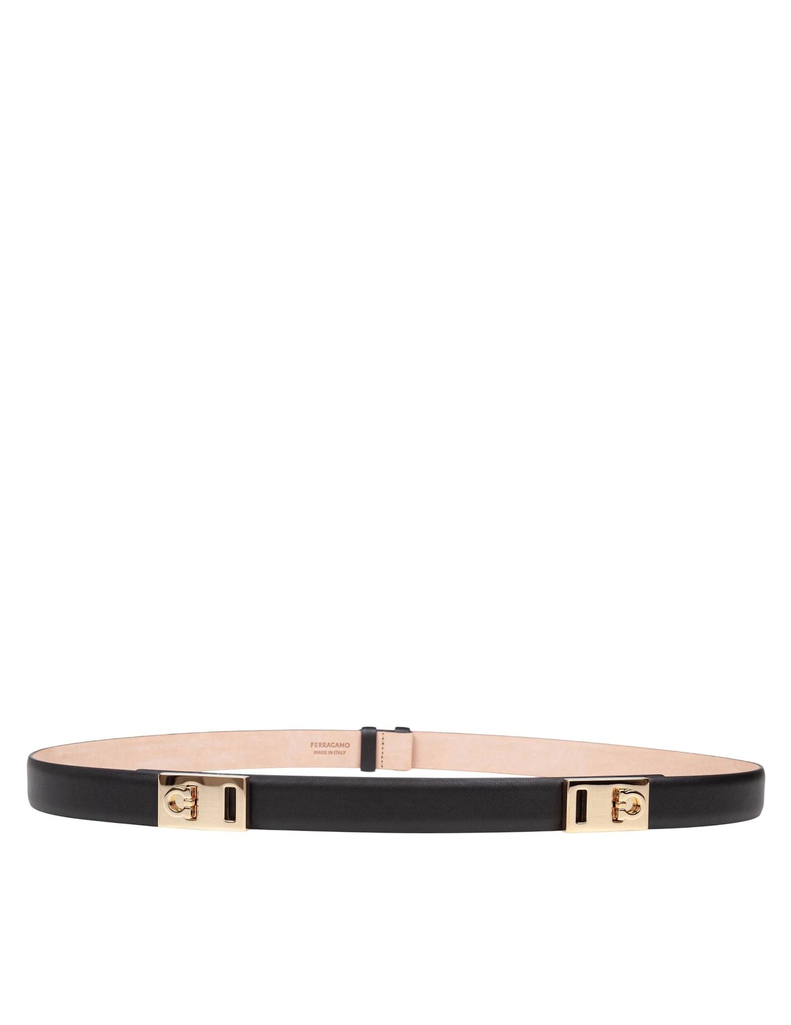 ferragamo extendable hug belt in black leather