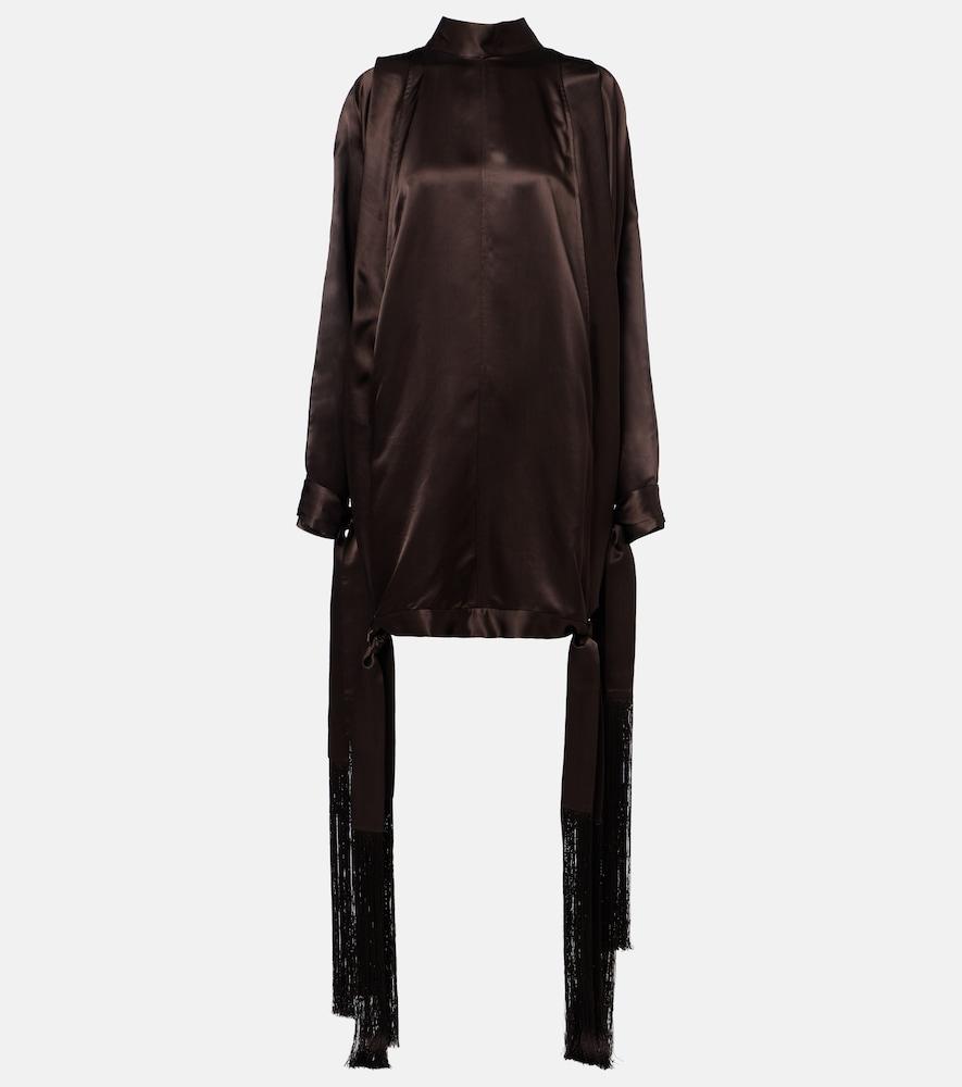 ferragamo fringed satin minidress