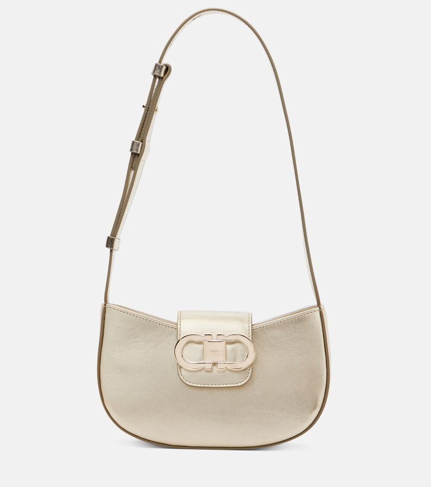 ferragamo gabry mini metallic leather shoulder bag