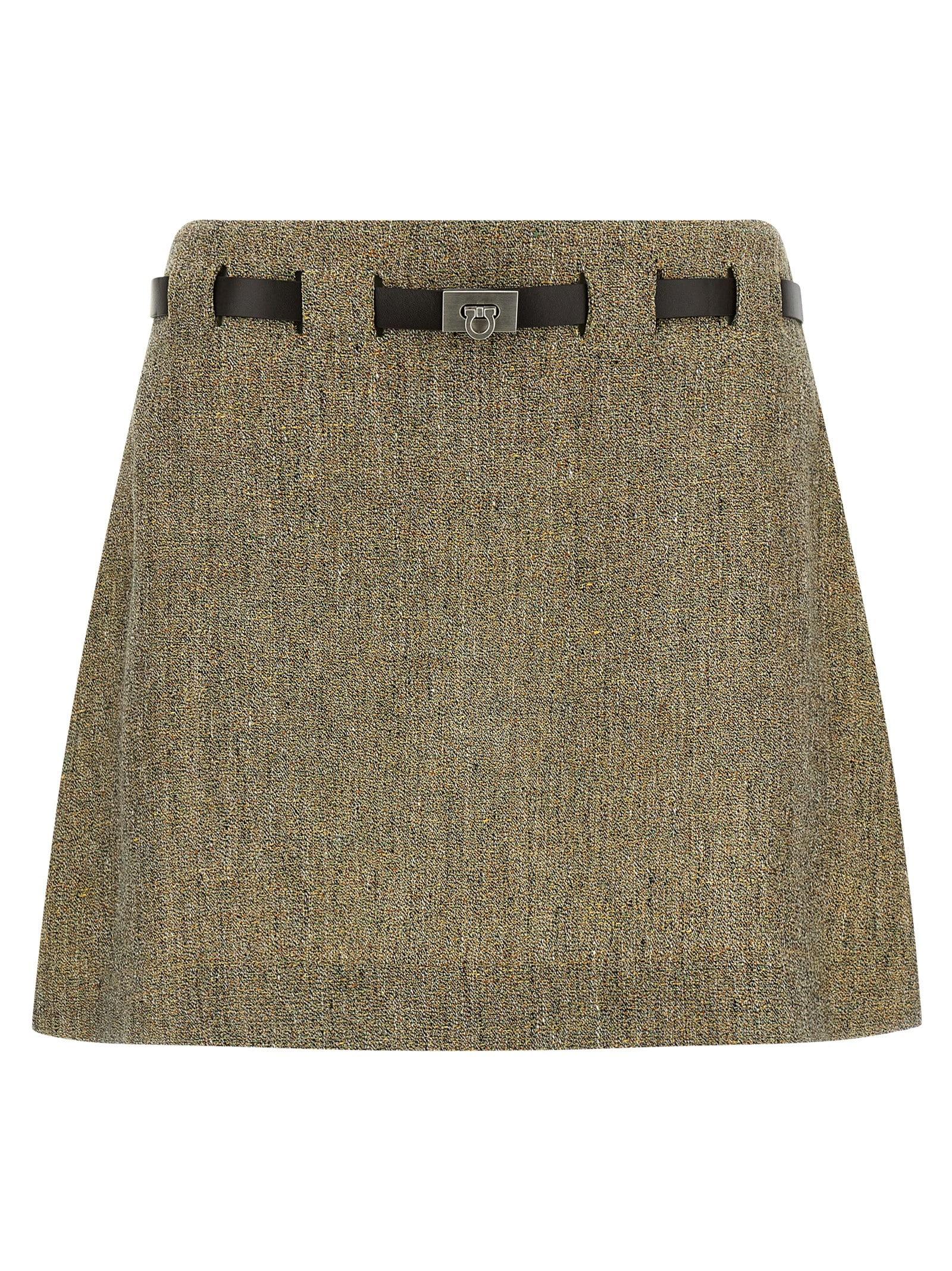 ferragamo gancini belt skirt