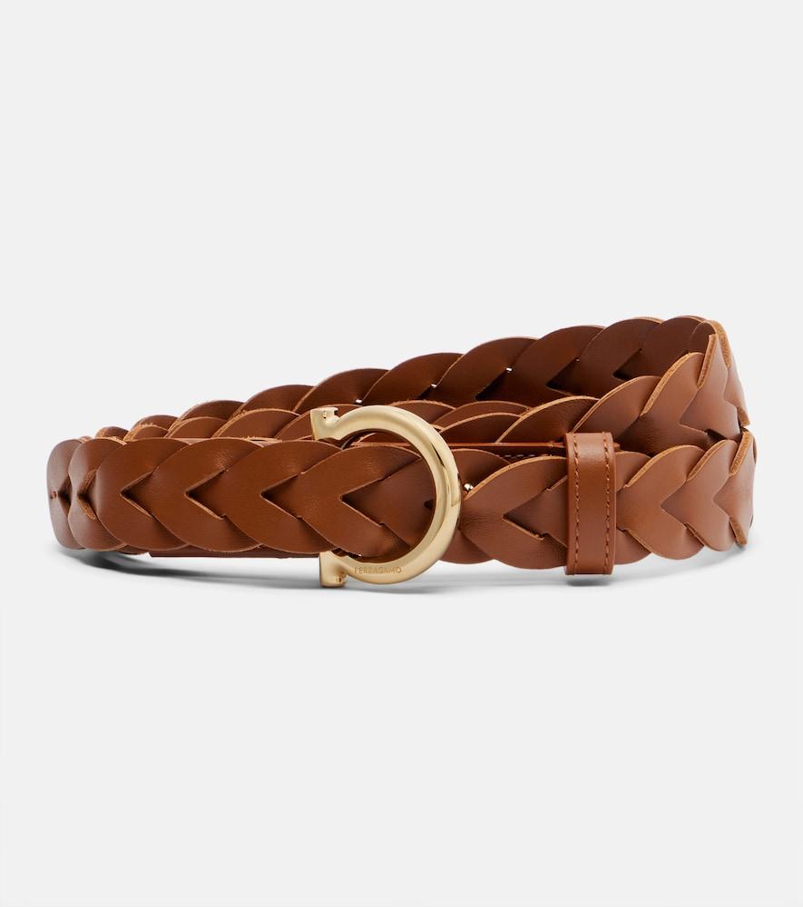 ferragamo gancini braided leather belt