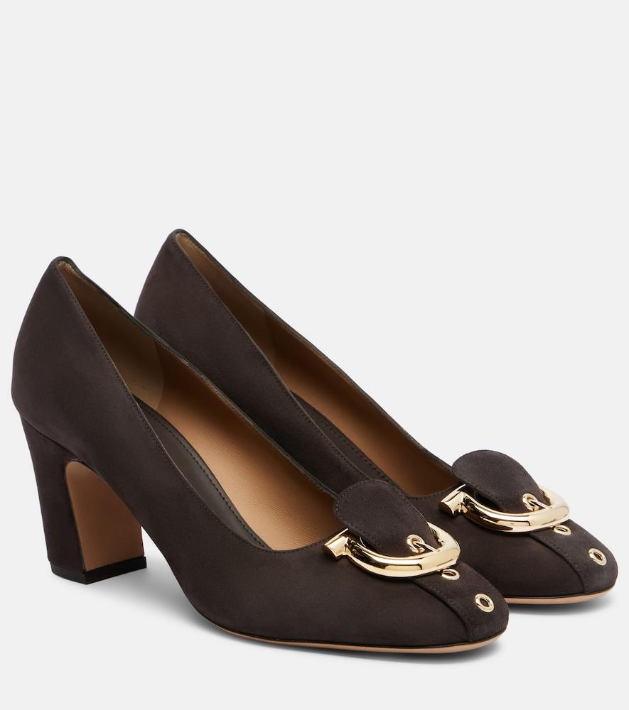 ferragamo gancini suede pumps